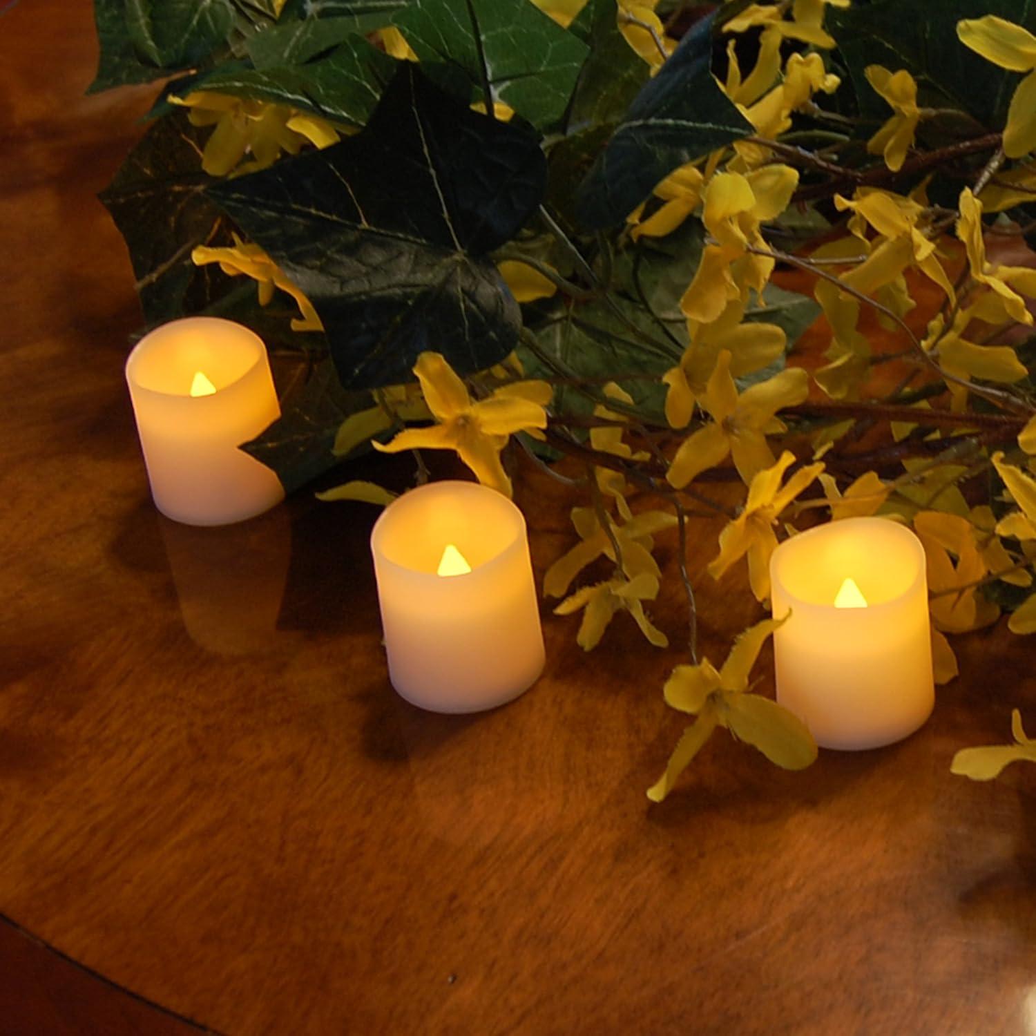 LumaBase Battery Operated LED Votive Candles, Amber - Set of 12