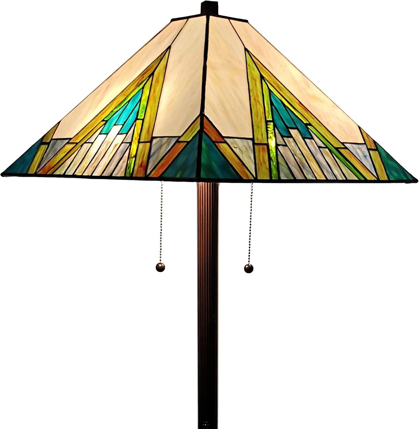 Tiffany Style 62" Bronze Stained Glass Mission Floor Lamp