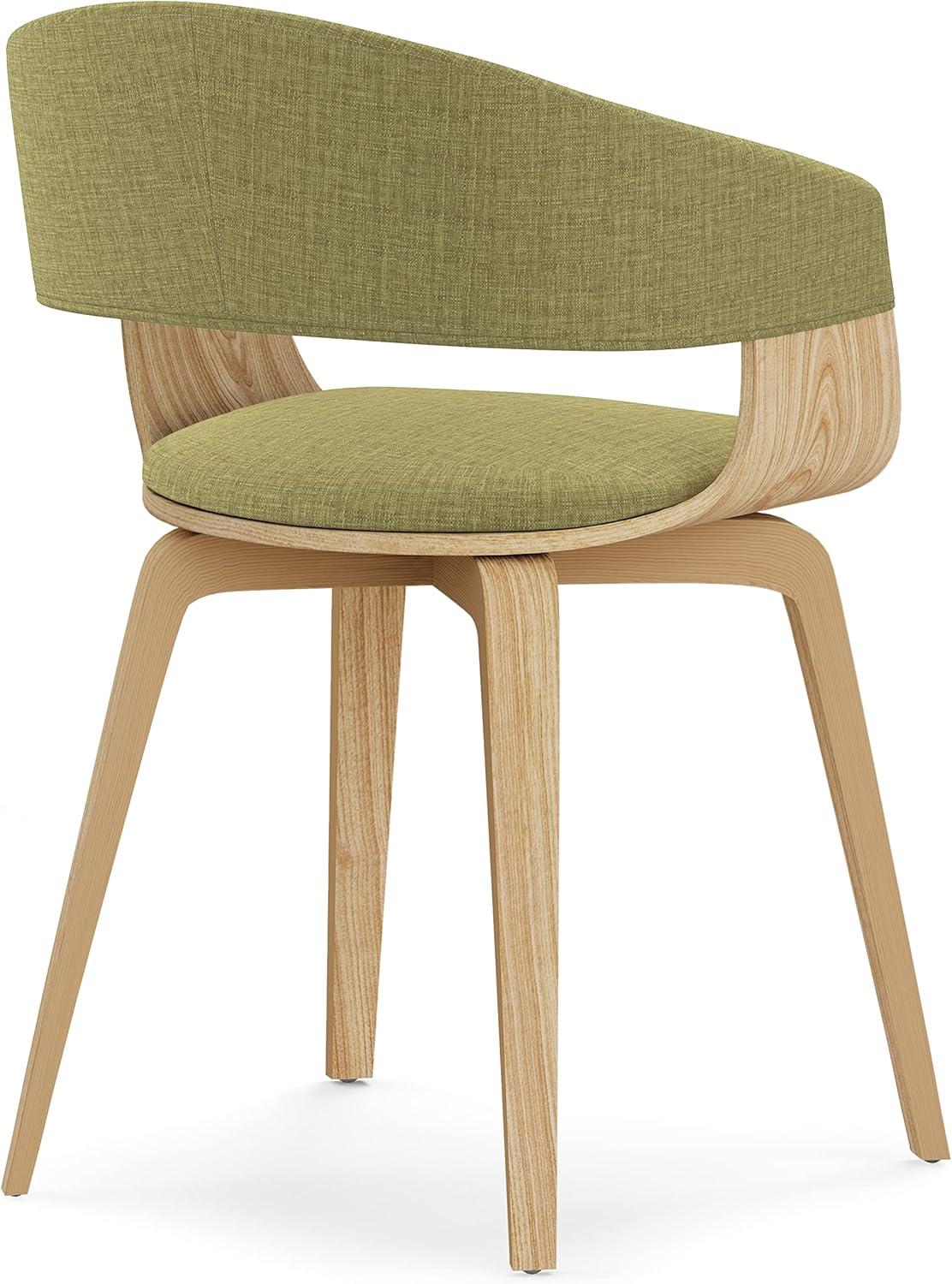 Simpli Home Lowell Bentwood Dining Chair With Light Wood In Acid Green Linen Look Fabric