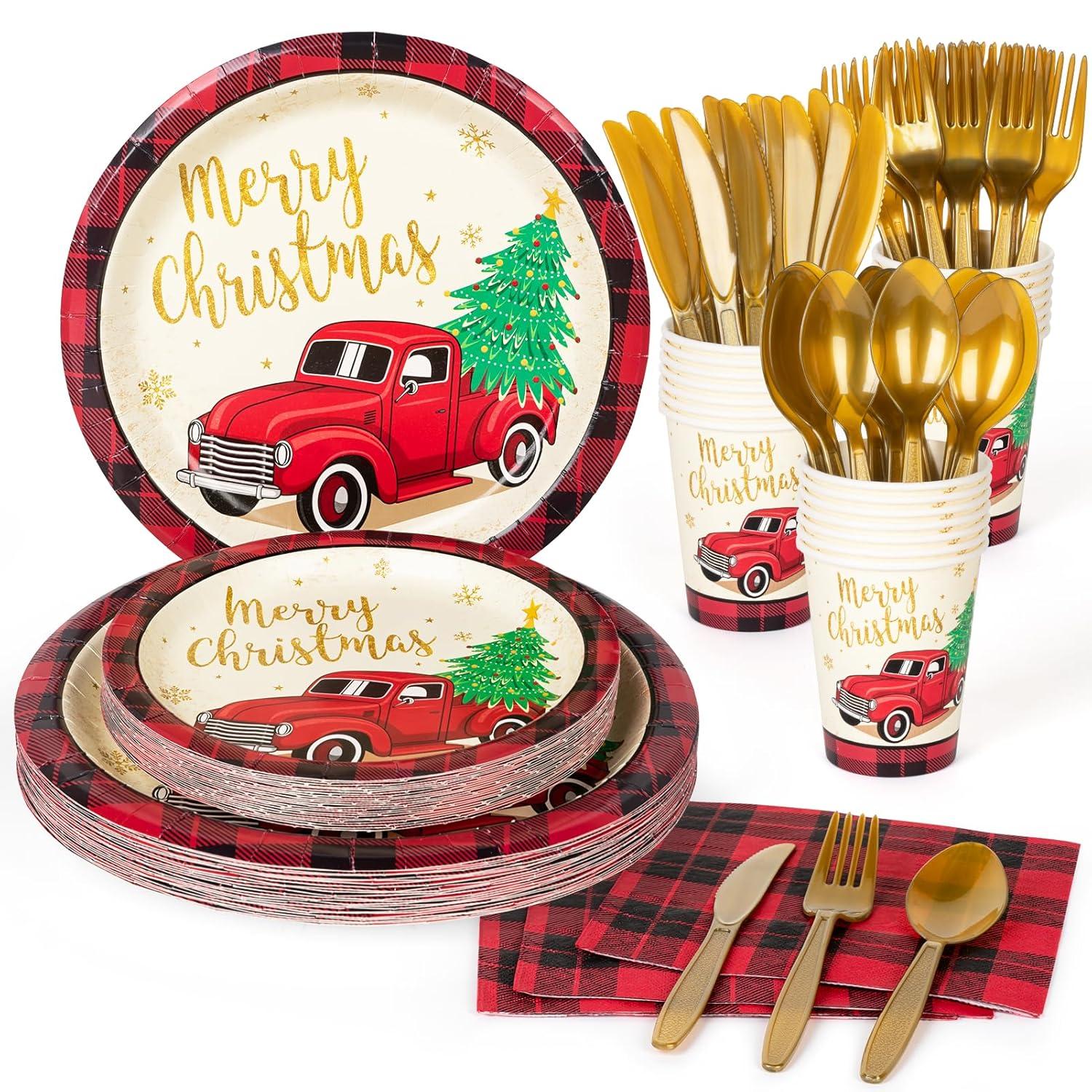 OPTERWQ Disposable Christmas Flatware Set