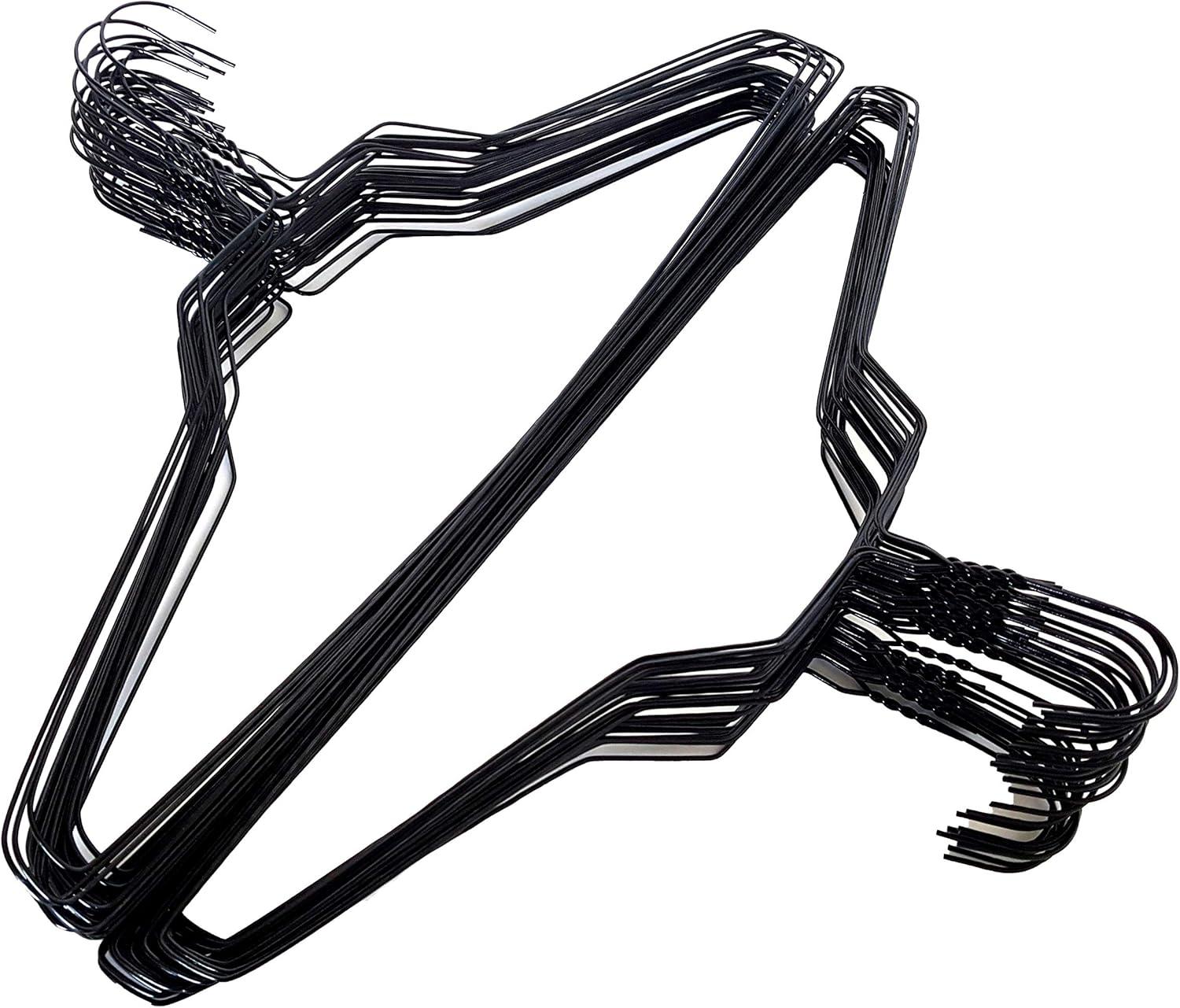 18" Black Wire Standard Clothes Hangers, Set of 50