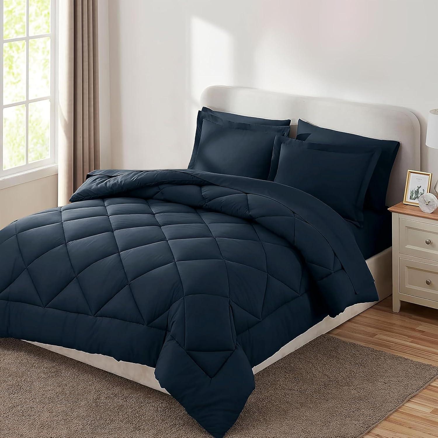 Sweet Home Collection All Season Bed-in-A-Bag 5pc/7pc Solid Color Comforter & Sheet Set Ultra Soft Bedding by Sweet Home Collection