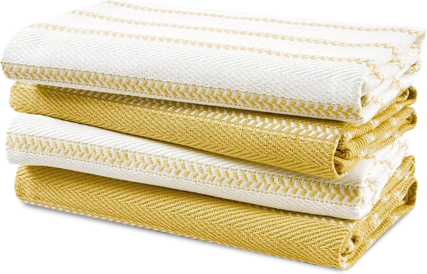 KAF Home Madison Set of 4 Absorbent, Durable and Soft Kitchen Towels | 18" x 28"  - Sunshine