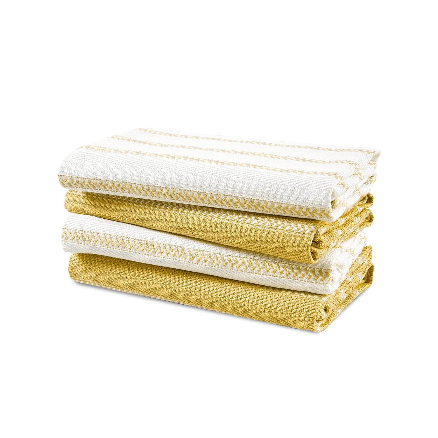 KAF Home Madison Set of 4 Absorbent, Durable and Soft Kitchen Towels | 18" x 28"  - Sunshine