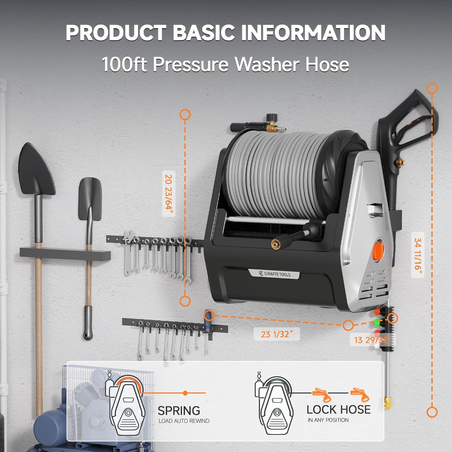 Giraffe Tools Grandfalls G30 2400-PSI 1.1-GPM Cold Water Electric Pressure washer with 4 Spray Tips