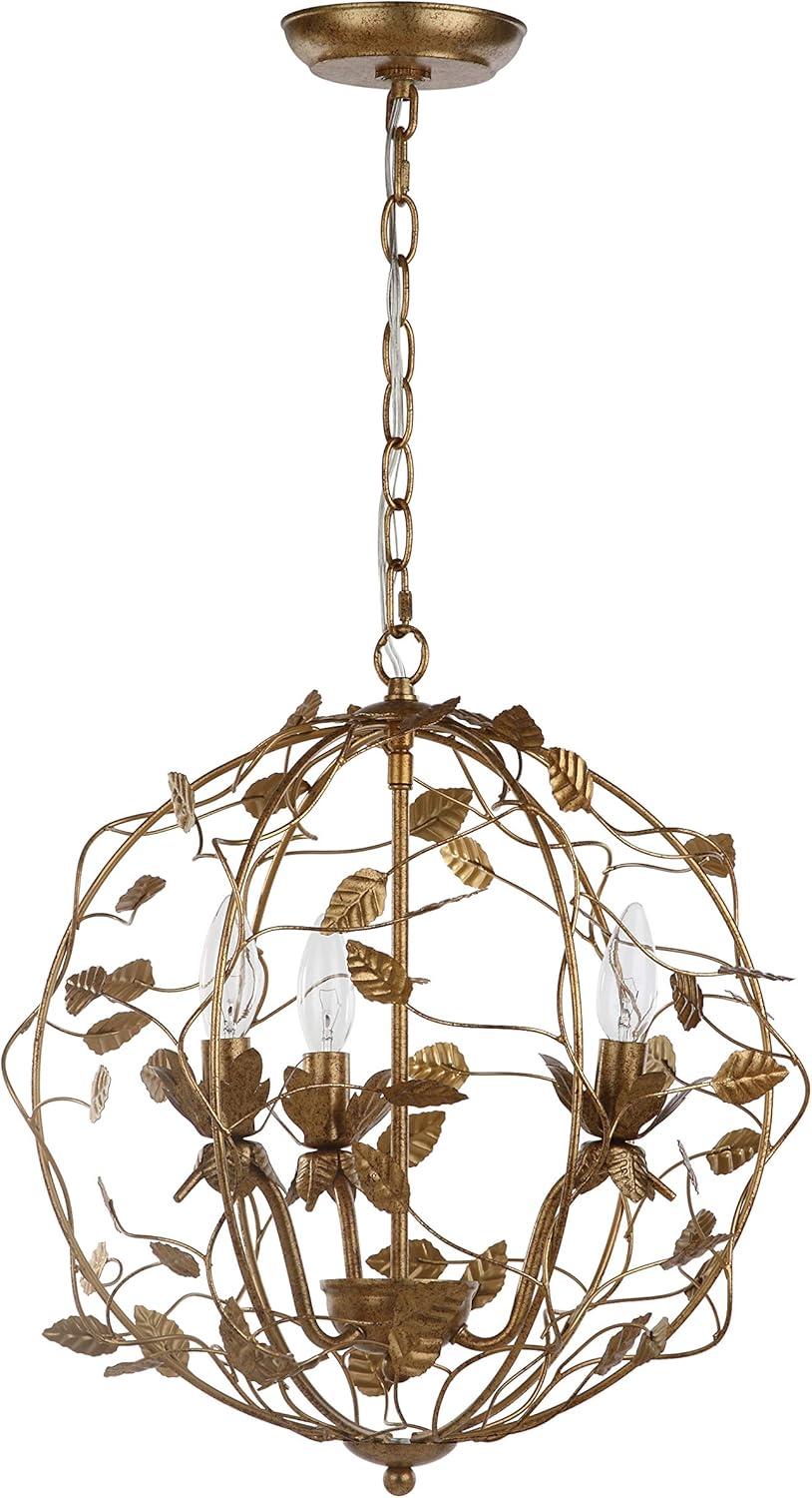 Austen 17" Gold Leaf Metal Cage Chandelier