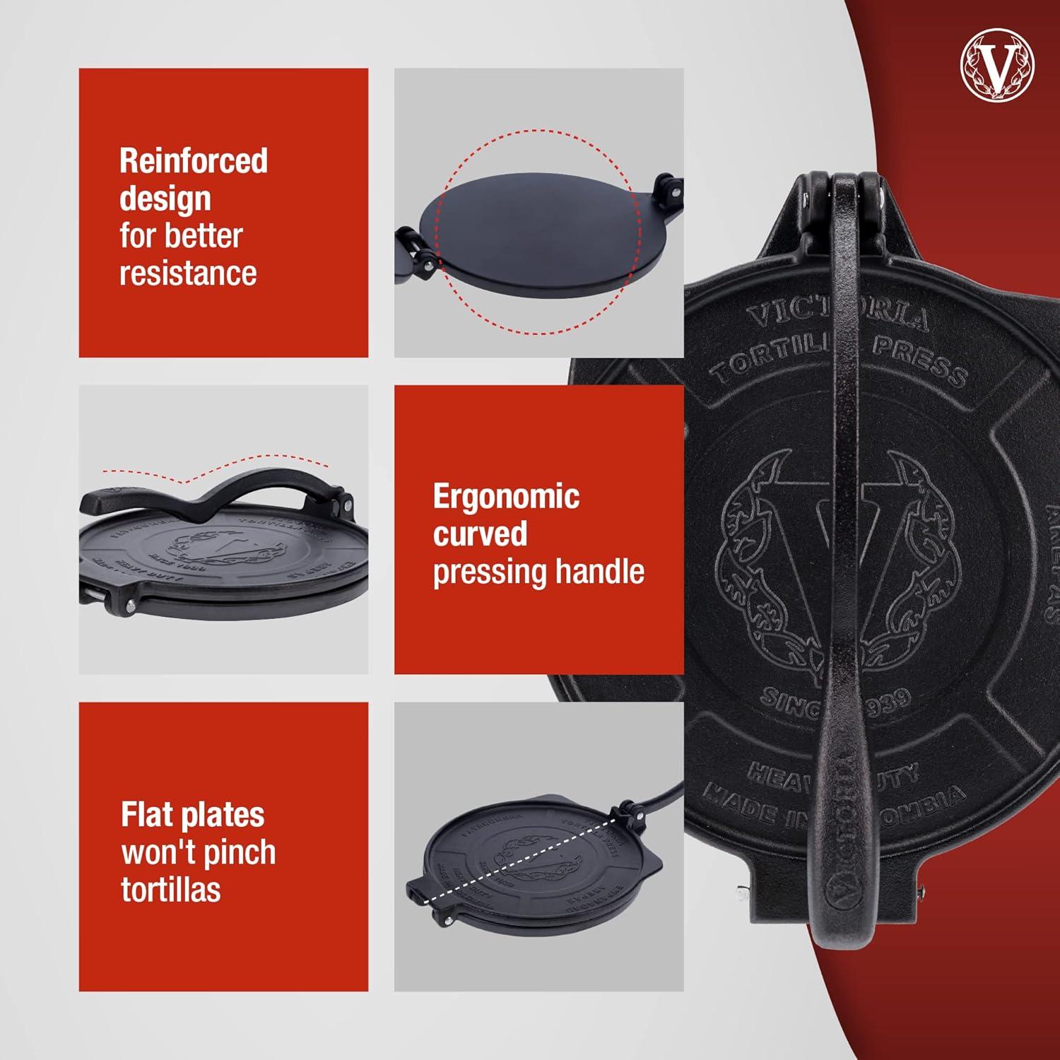 Victoria 10-Inch Heavy-Duty Cast Iron Tortilla Press