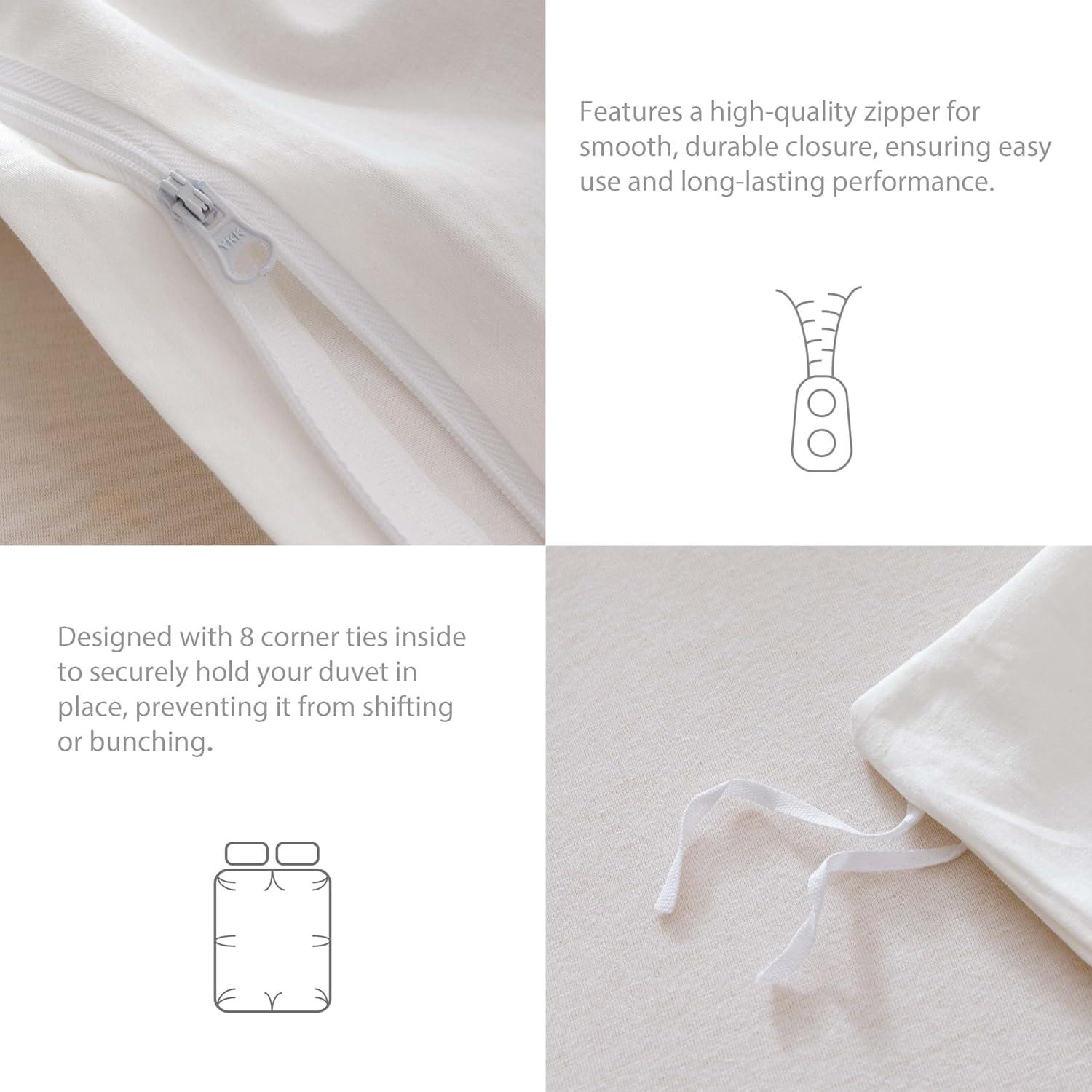 HeimenAogo Egyptian Cotton Duvet Cover Set King, Ultra Soft and Breathable Comforter Cover with Zipper Closure, High Thread Count Long Staple Cotton Blanket Cover 3pcs, Off-White