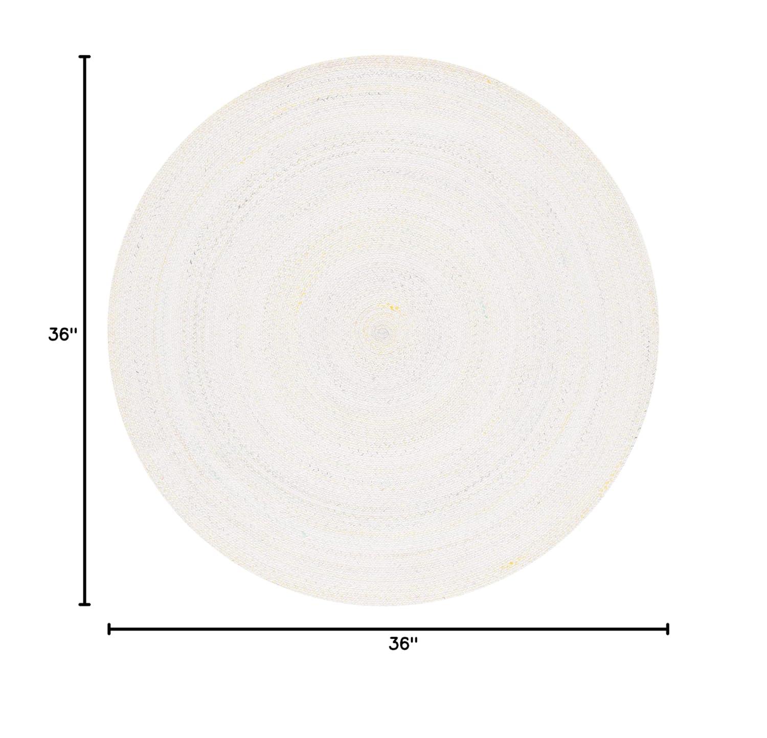 Braided BRD804 Hand Woven Area Rug - Ivory/Yellow - 3' round - Safavieh.