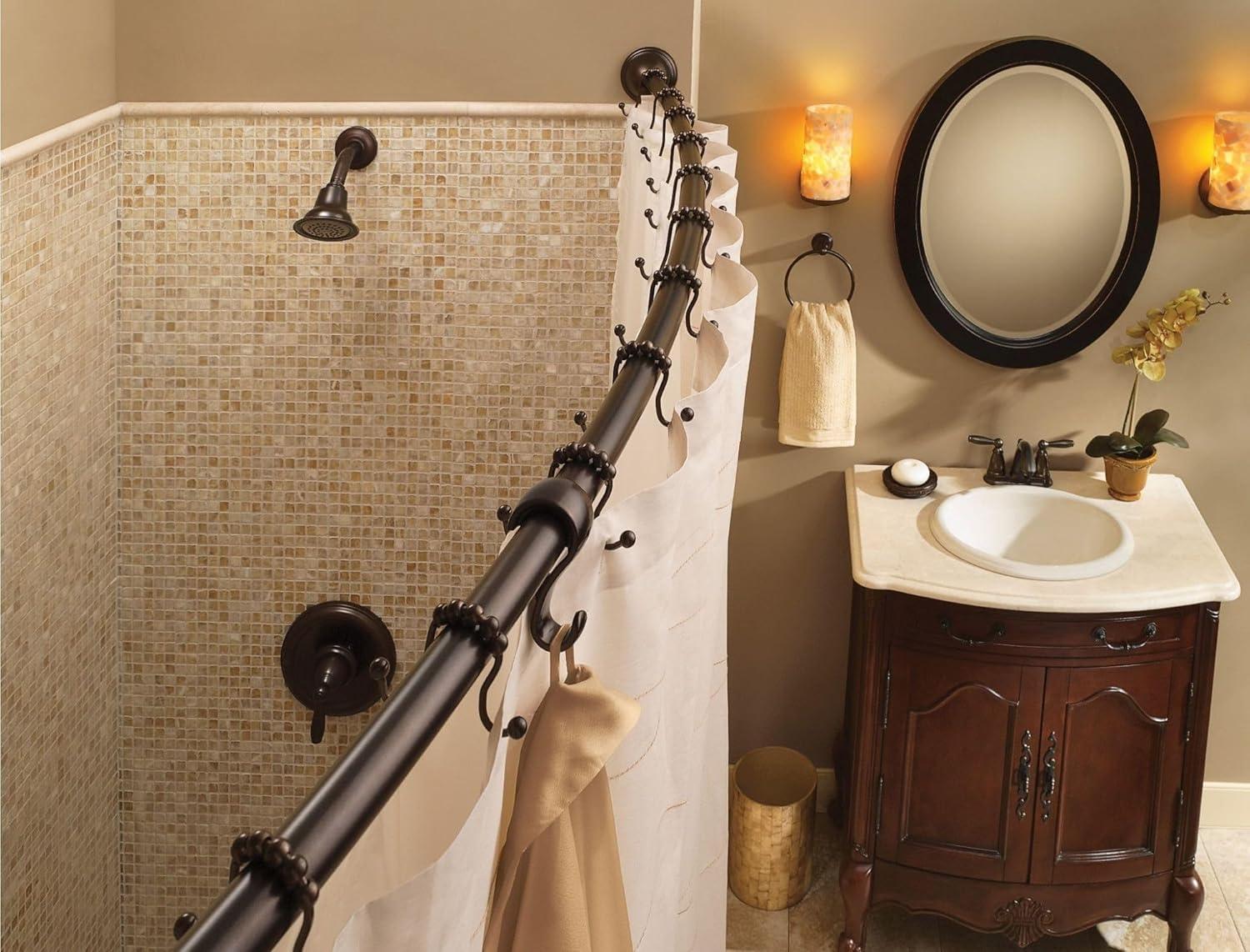 Moen 54-Inch to 72-Inch Adjustable Length Fixed Mount Single Curved Shower Curtain Rod