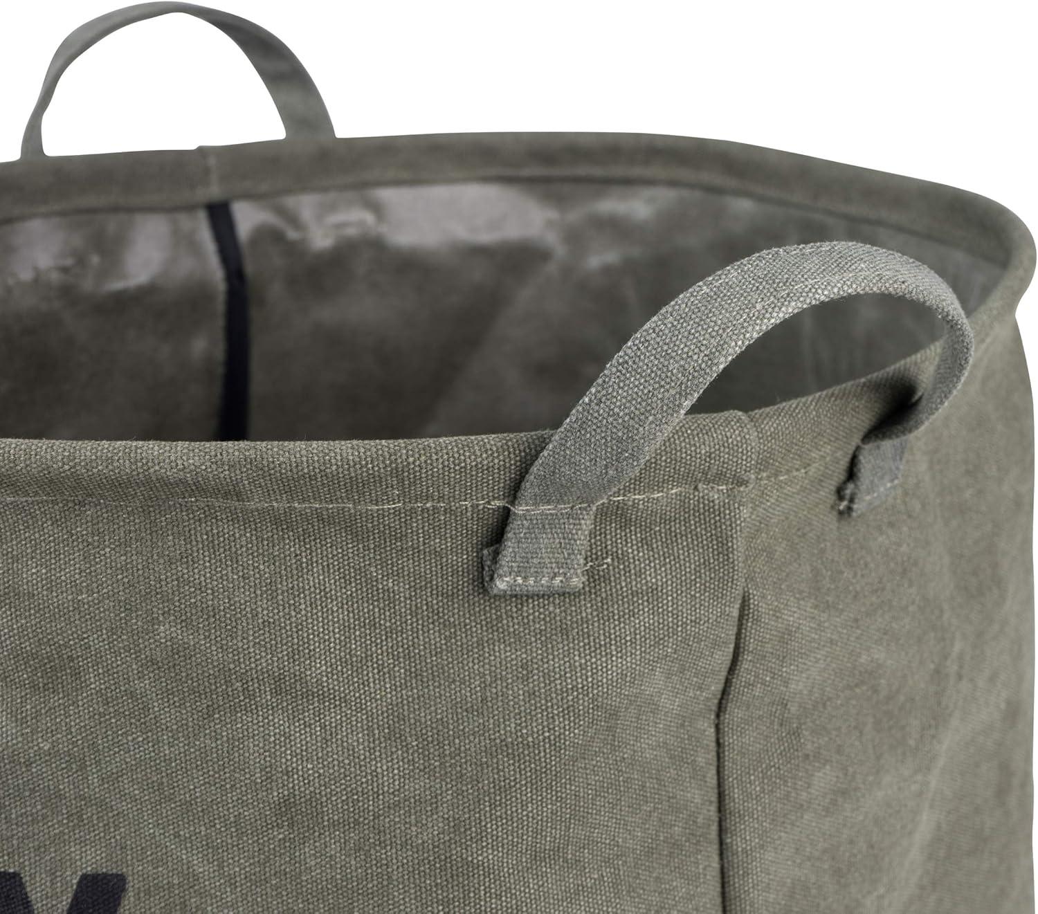 Danya B. Army Canvas Laundry Bucket Dusty Olive: Collapsible Hamper with Built-In Handles, Portable & Multipurpose