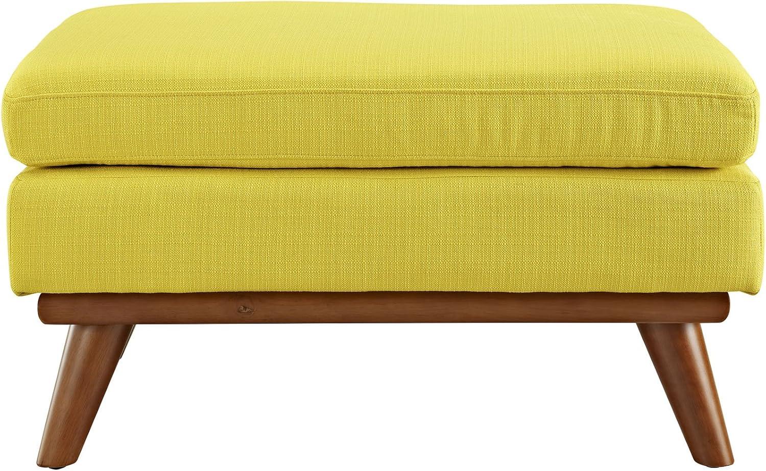 Modway Engage Upholstered Polyester Fabric and Wood Ottoman in Sunny Yellow