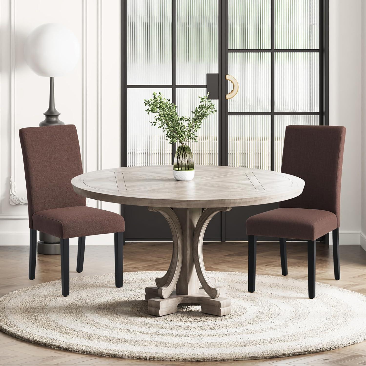 Costaelm Adison Fabric Dining Side Chair 2 Pc Set in Brown