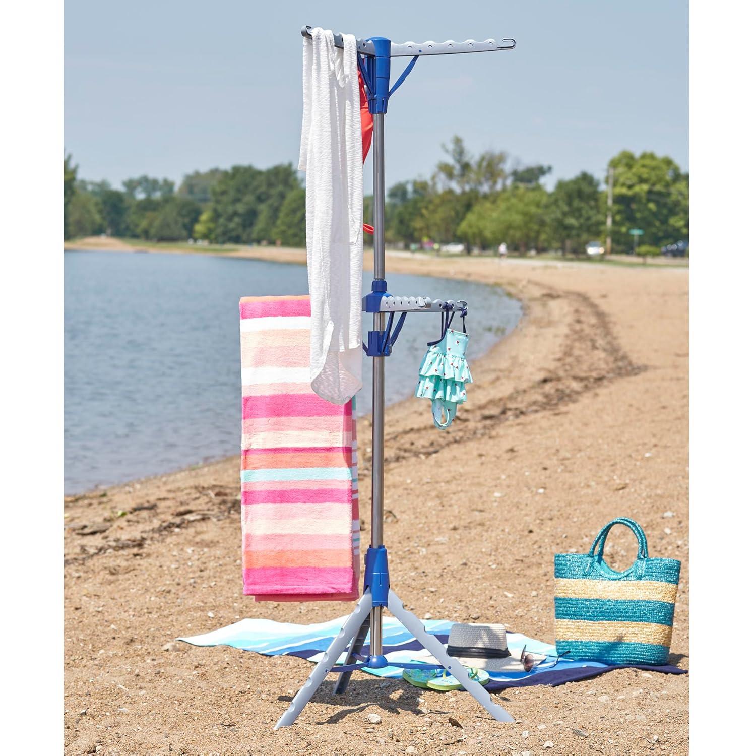 Household Essentials 2 Tier Tripod Clothes Drying Rack Air Dryer and Garment Rack Blue: Indoor Collapsible Clothing Rack