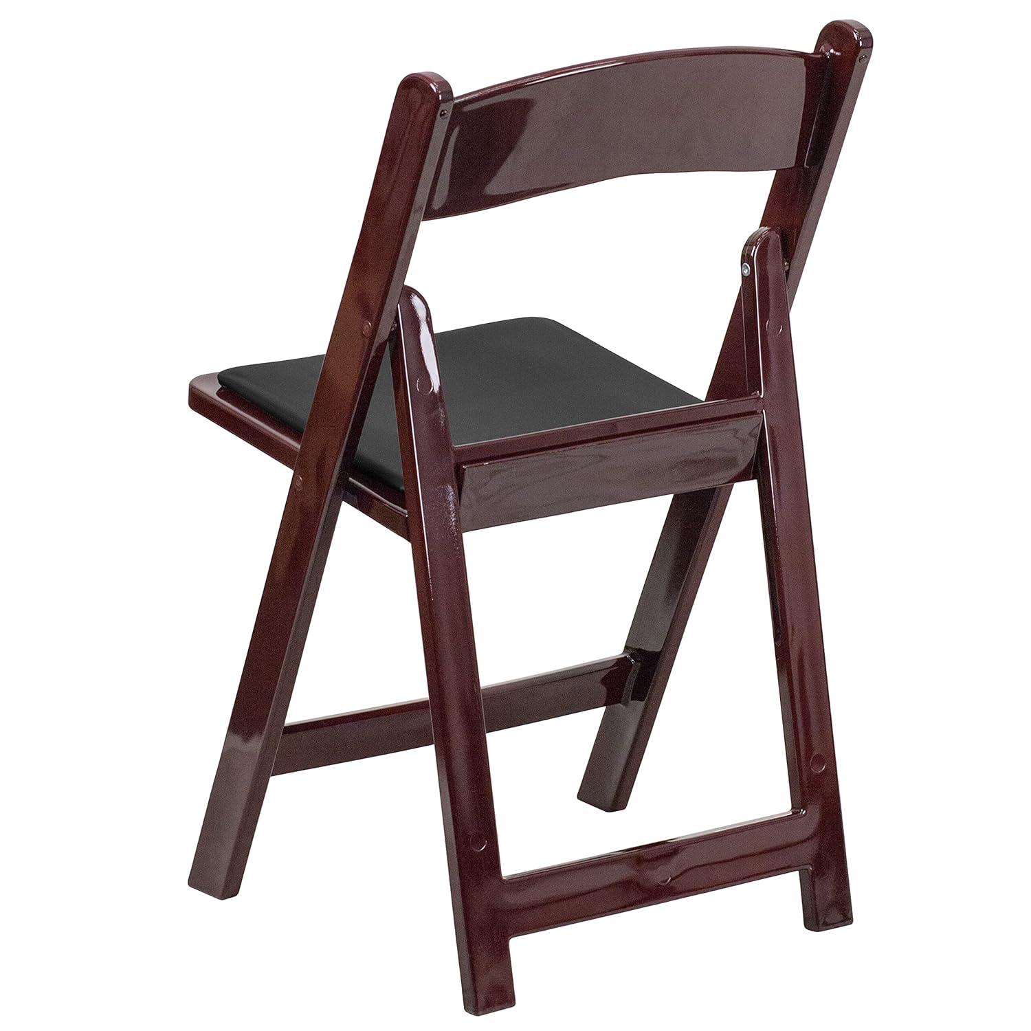 Flash Furniture Hercules Folding Chair - Red Mahogany Resin - 4 Pack 800LB Weight Capacity Comfortable Event Chair - Light Weight Folding Chair