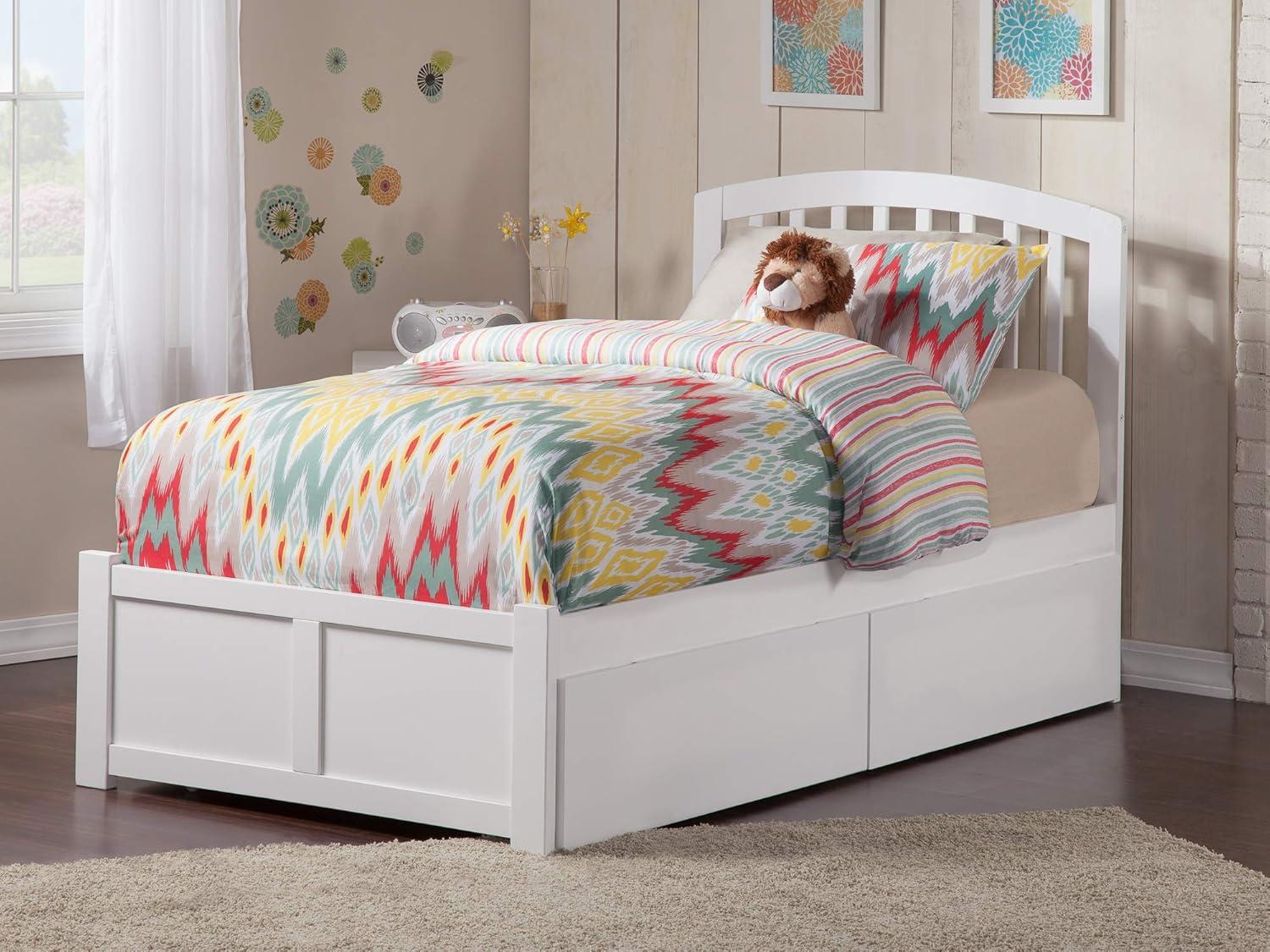 Richmond Platform Bed with Flat Panel Foot Board and 2 Urban Bed Drawers in, Multiple Colors and Sizes