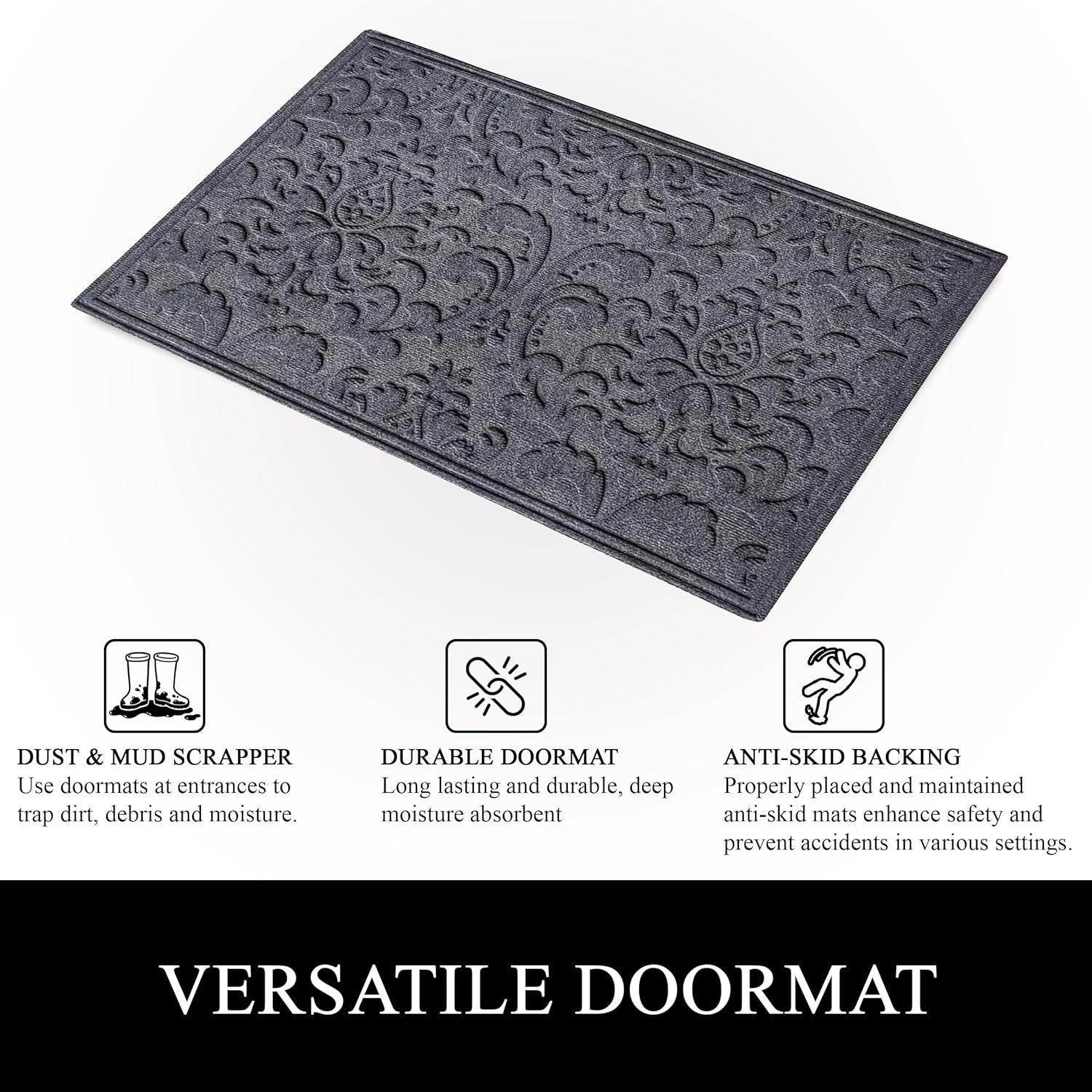 A1HC Indoor Outdoor Mat, Front and Back Entrance Welcome Mats, Large Front Door Patio Mats 24x36 Inches, Non-Slip Easy Clean Entrance Washable Large Size Doormats, Dark Grey