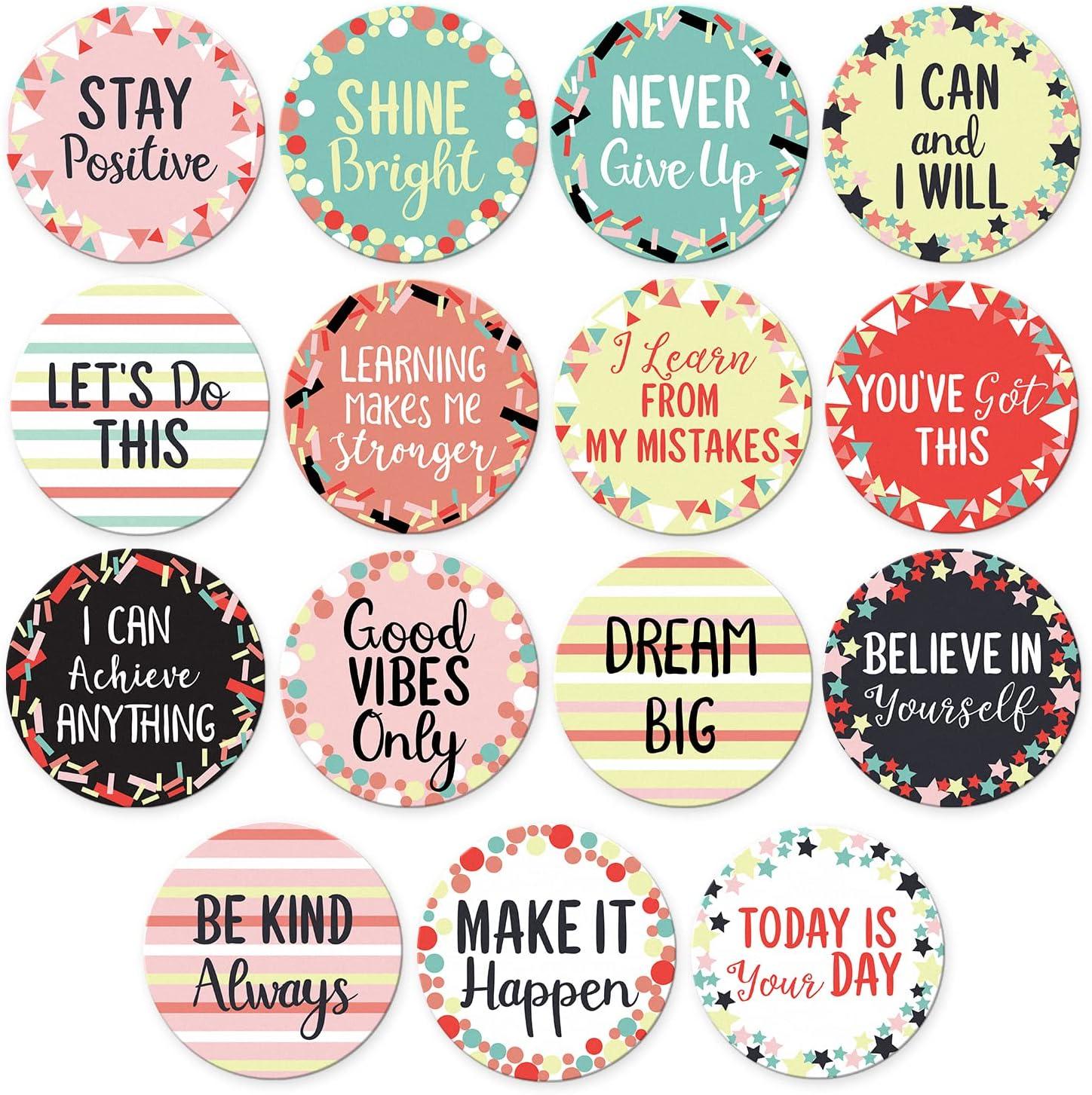 Sweetzer & Orange 30 Growth Mindset Confetti Positive Sayings Accents | Motivational Wall Art Inspirational Quote Cards with Matching Pastel Colors for Classroom Decorations, Office, Nursery (7-Inch)