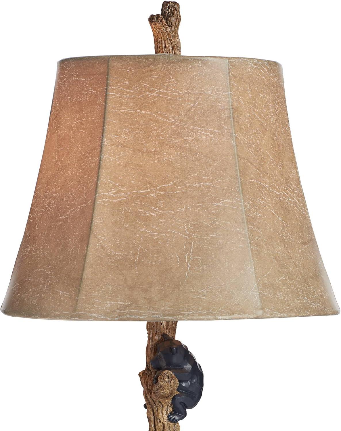 John Timberland Climbing Bears 22 1/2" High Small Rustic Style Accent Table Lamps Set of 2 USB Port Brown Black Wood Finish Living Room Charging