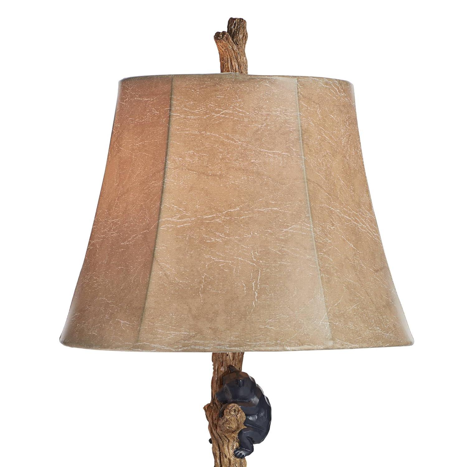 John Timberland Climbing Bears 22 1/2" High Small Rustic Style Accent Table Lamps Set of 2 USB Port Brown Black Wood Finish Living Room Charging