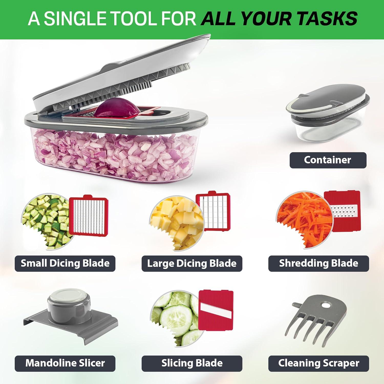 Chopzilla Mandoline Slicer Vegetable Chopper Cheese Grater Kitchen Food Dicer Veggie Potato Cutter 4 Blades Gray