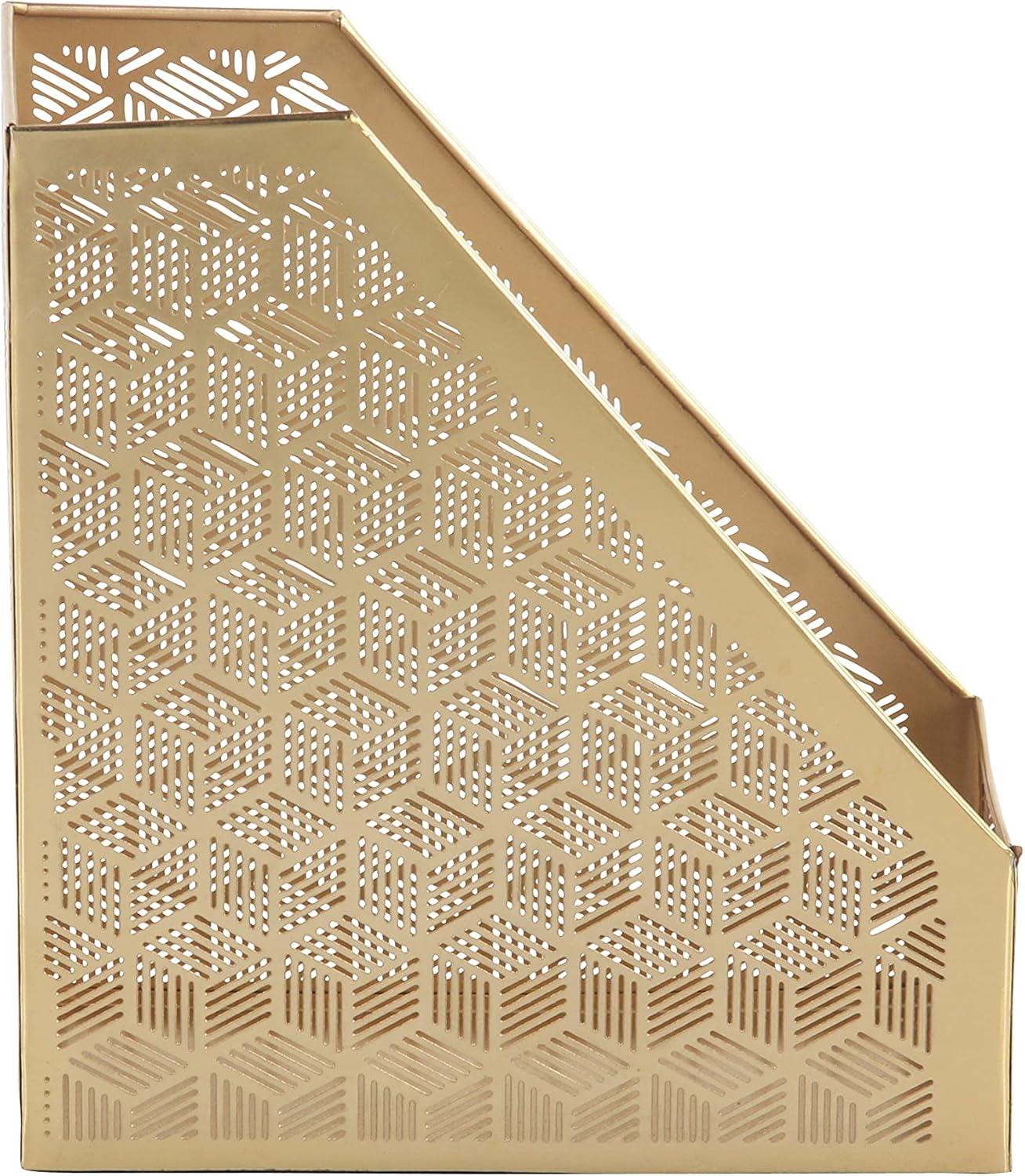 CosmoLiving by Cosmopolitan Modern Perforated Design Round Metal Waste Basket