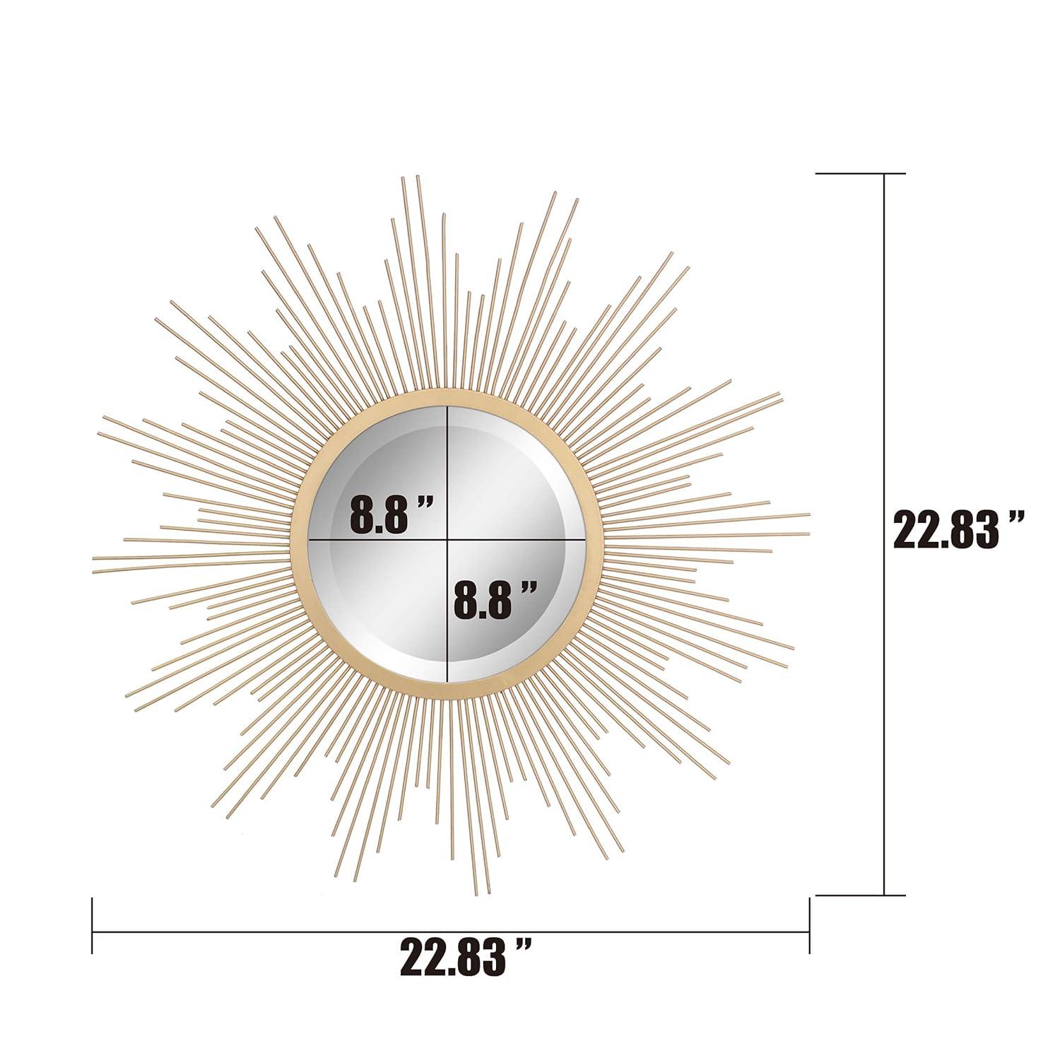 23" Metal Sunburst Wall Mirror Gold - Stonebriar Collection: Antique Finish, Boho Style, Easy to Install