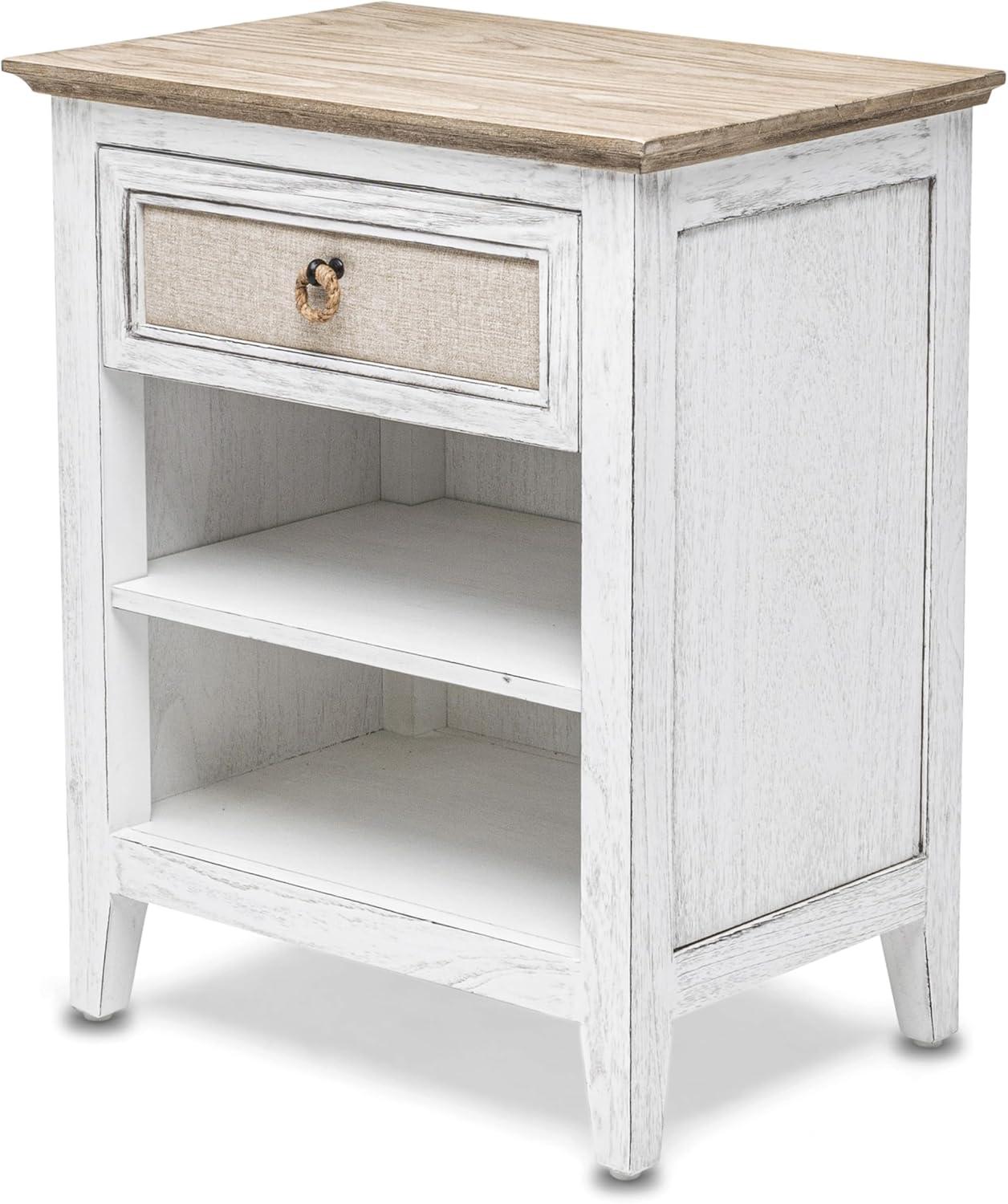 Beach Sand Weathered White Coastal 1-Drawer Nightstand