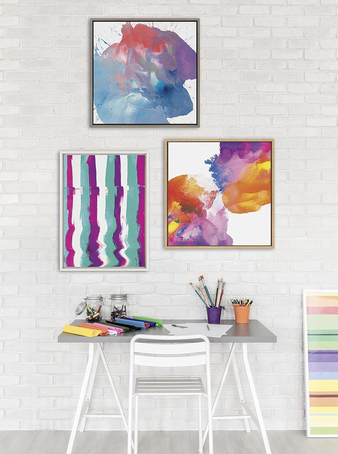 Colorful Abstract Canvas Print for Kids with Natural Frame