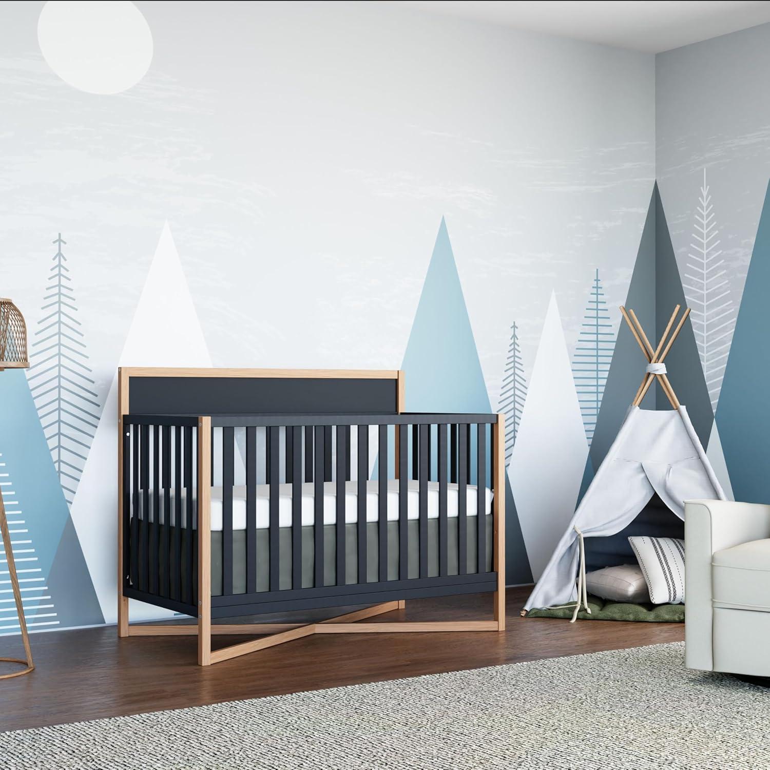 Dream On Me Owen 5-in-1 Convertible Crib, Vintage White Oak