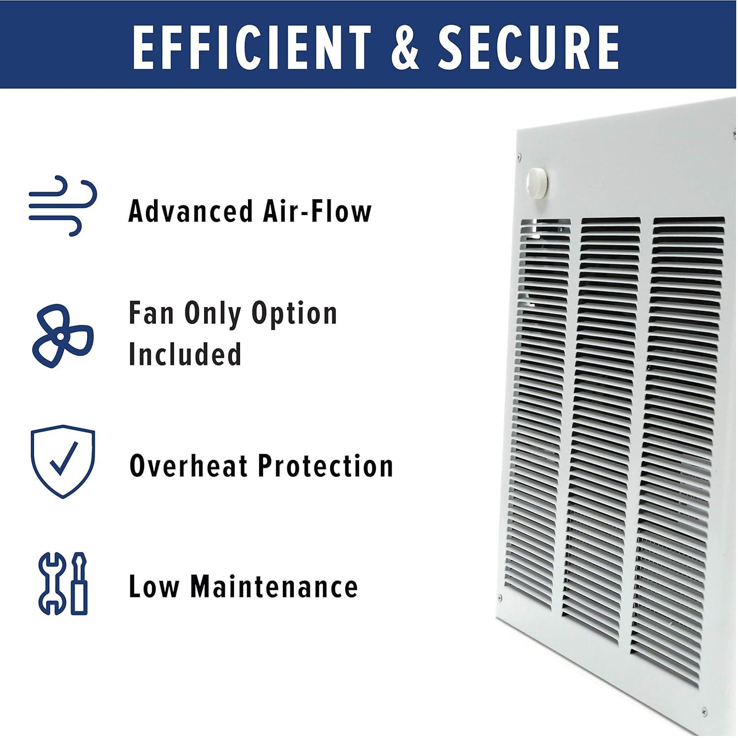 QMark CWH3404F Electric Wall Heater for Home and Commercial Use, 4000 Watt, 240 Volt, White