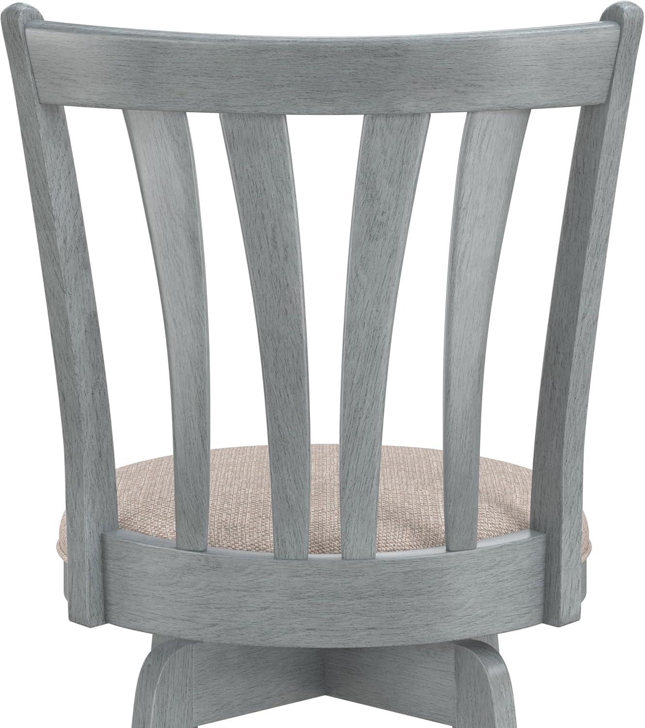 Hillsdale Furniture 25.75" Savana Swivel Counter Height Barstool Blue (Wirebrush)/Cream : Upholstered, Wood Legs, 250lb Capacity
