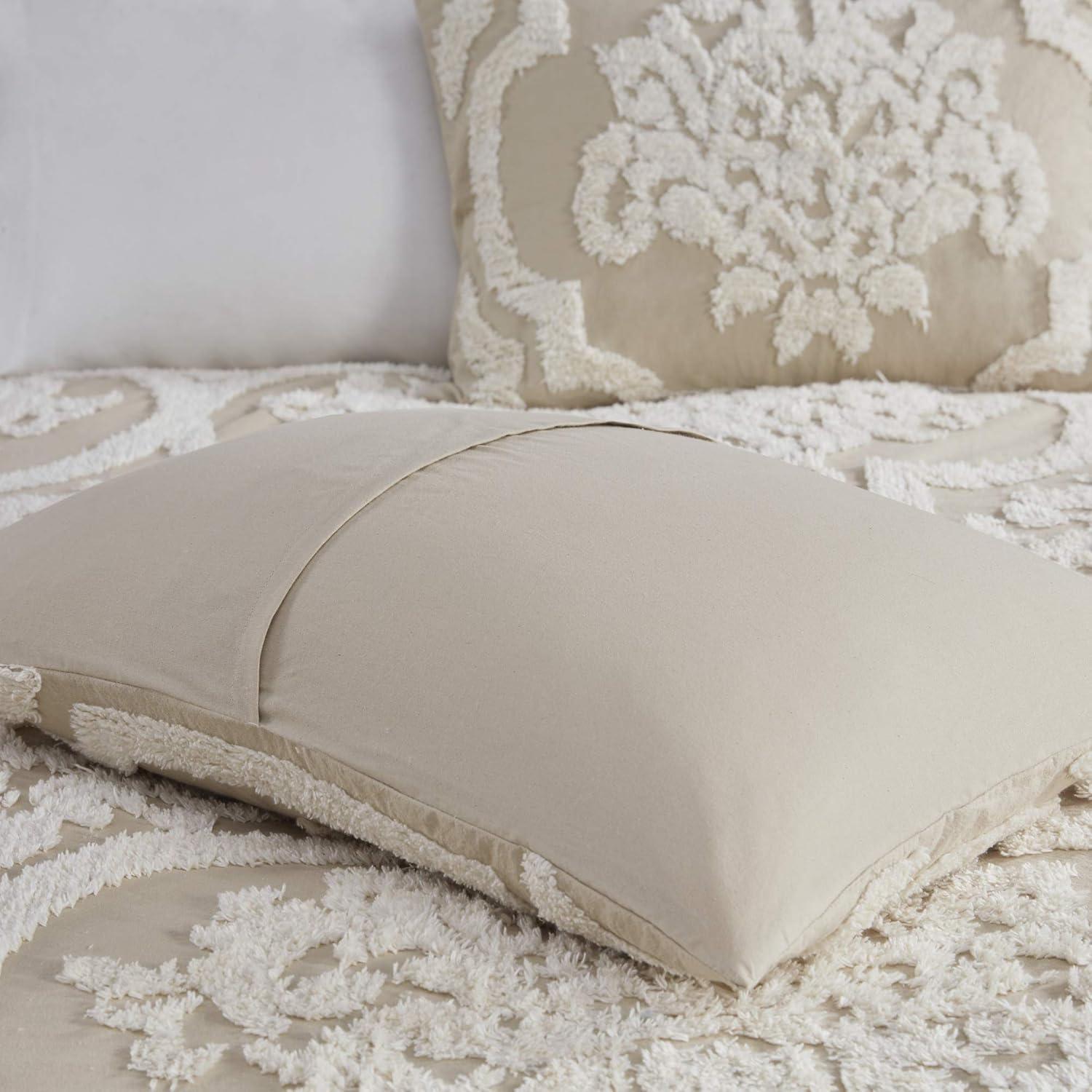 Viola Tufted Cotton Chenille Damask 3 Piece Comforter Set