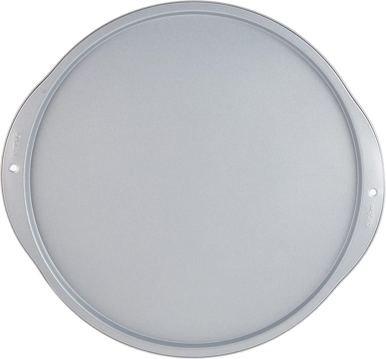 14.25" Silver Heavy-Gauge Non-Stick Pizza Pan