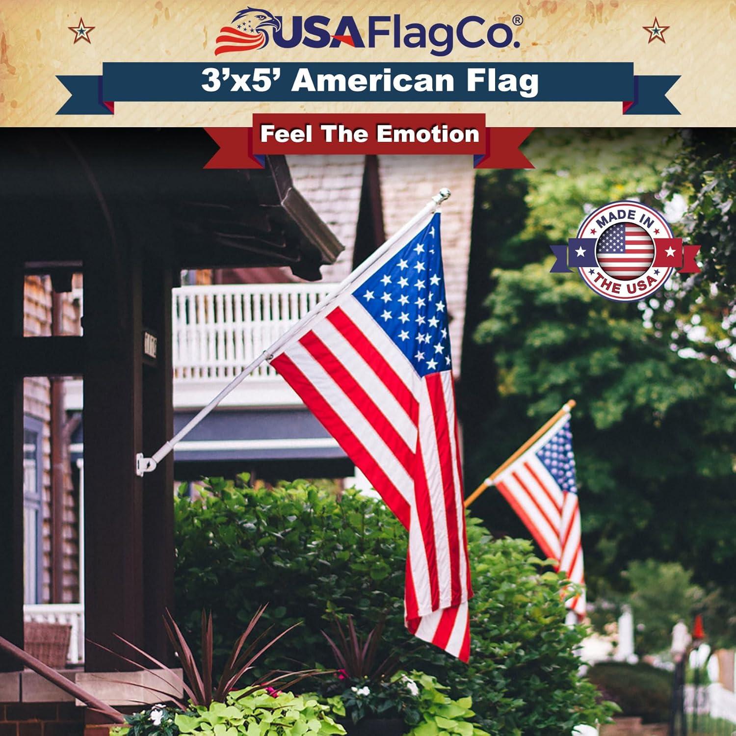 3x5 American Flag for Outside Outdoor Heavy Duty-Nylon USA Flags- Embroidered US Flags Sewn Stripes with Brass Grommets