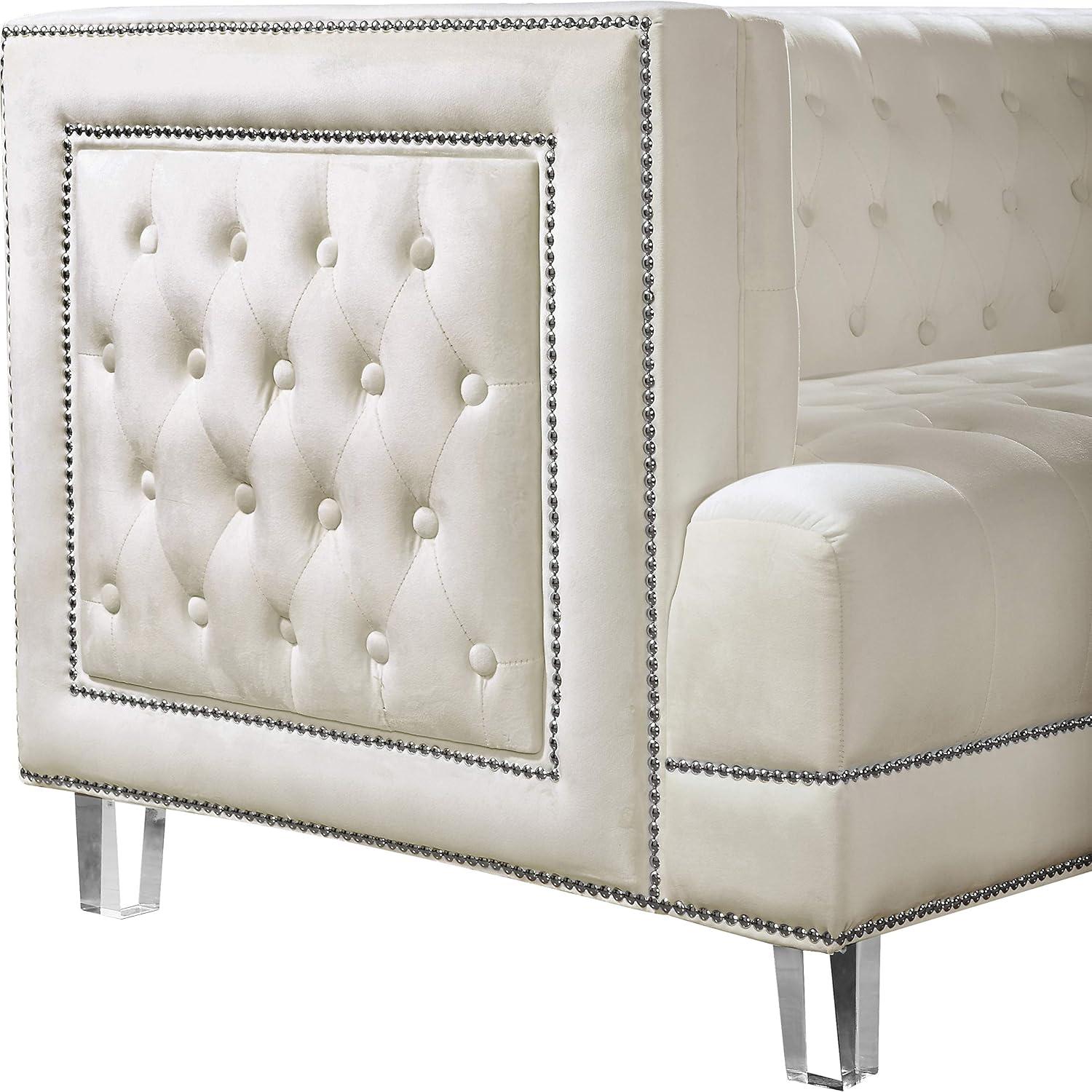 Lucas 41" Black Velvet Tufted Chair with Acrylic Legs and Nailhead Trim