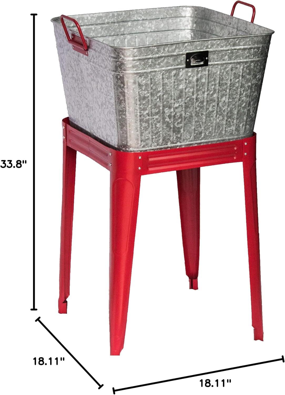 Backyard Expressions Galvanized Metal Beverage Tub Cooler, Planter, Wash bin - Rustic Grey/Silver