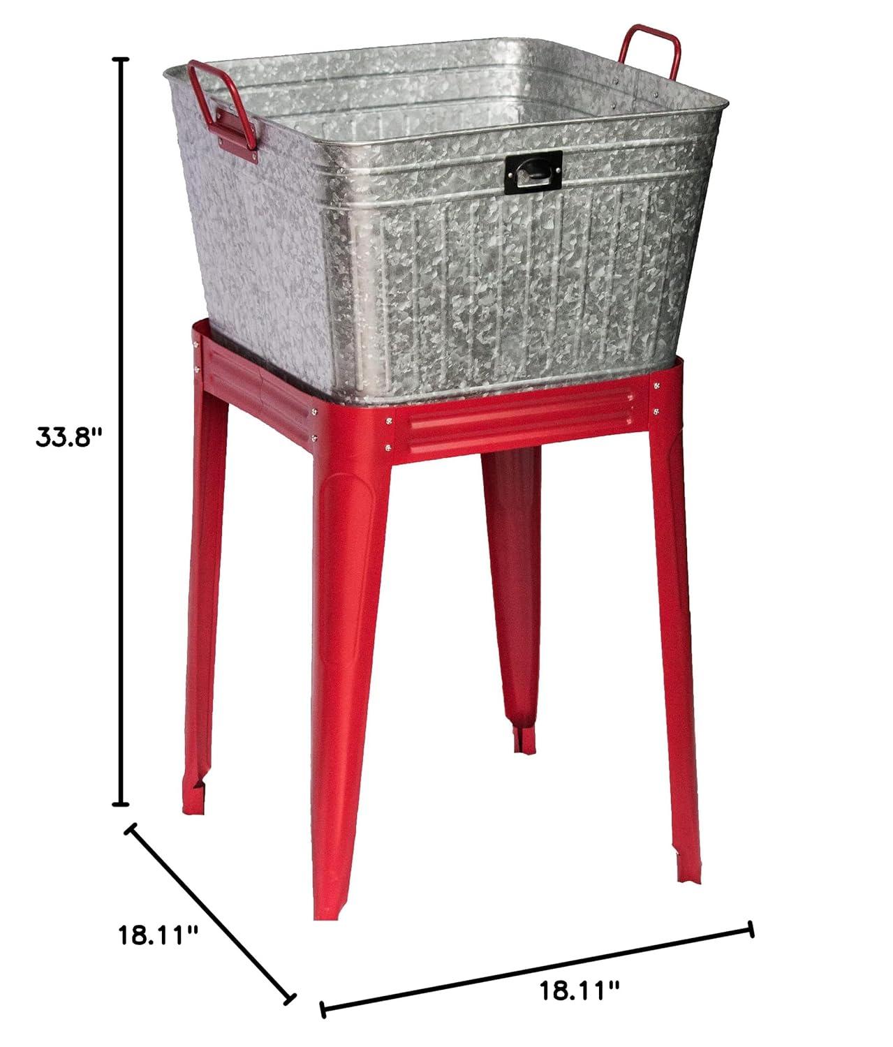 Backyard Expressions Galvanized Metal Beverage Tub Cooler, Planter, Wash bin - Rustic Grey/Silver
