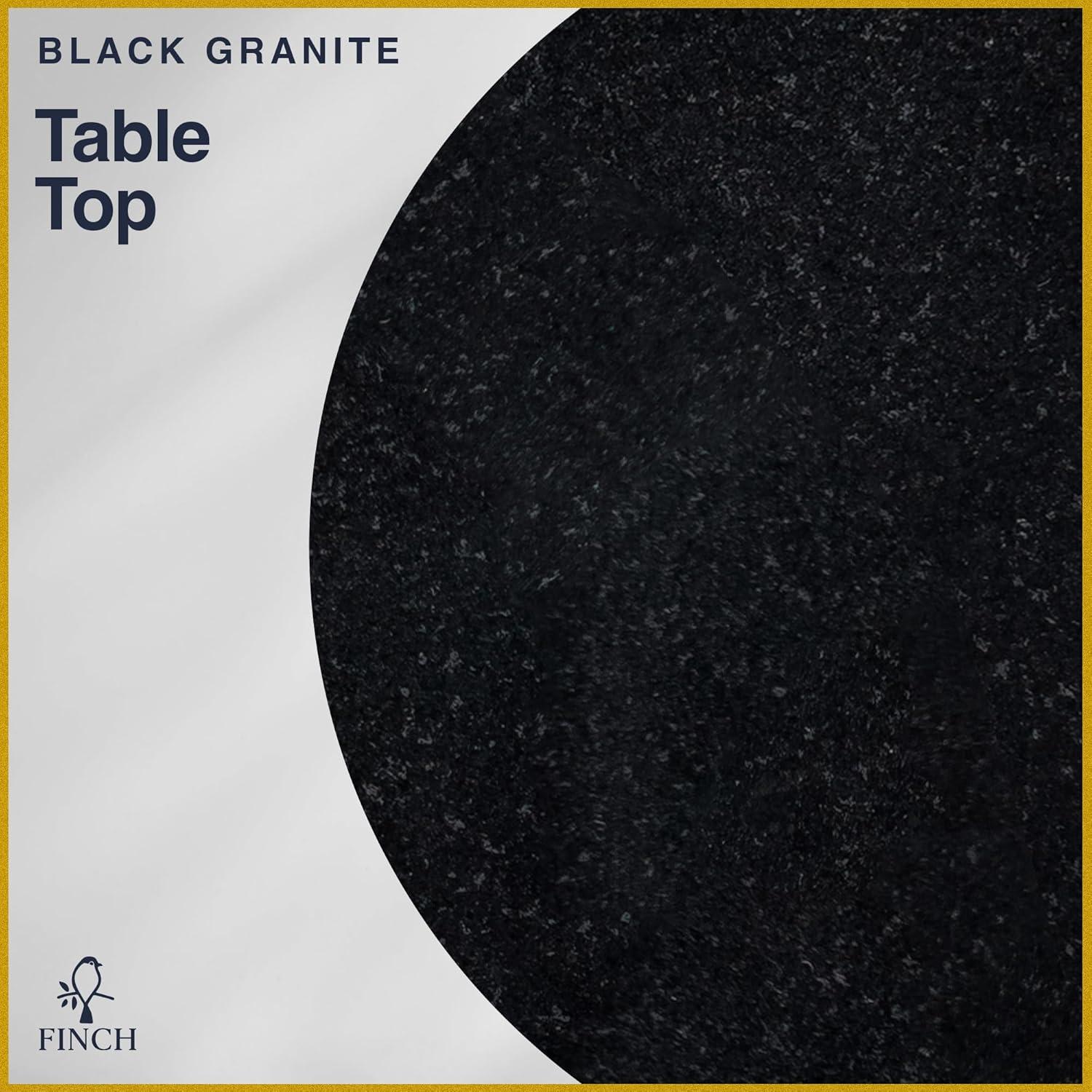 Finch Finch Adler Rothko Accent Side Table, Granite Top, Brushed Brass or Rose Gold Base, Hourglass Shape