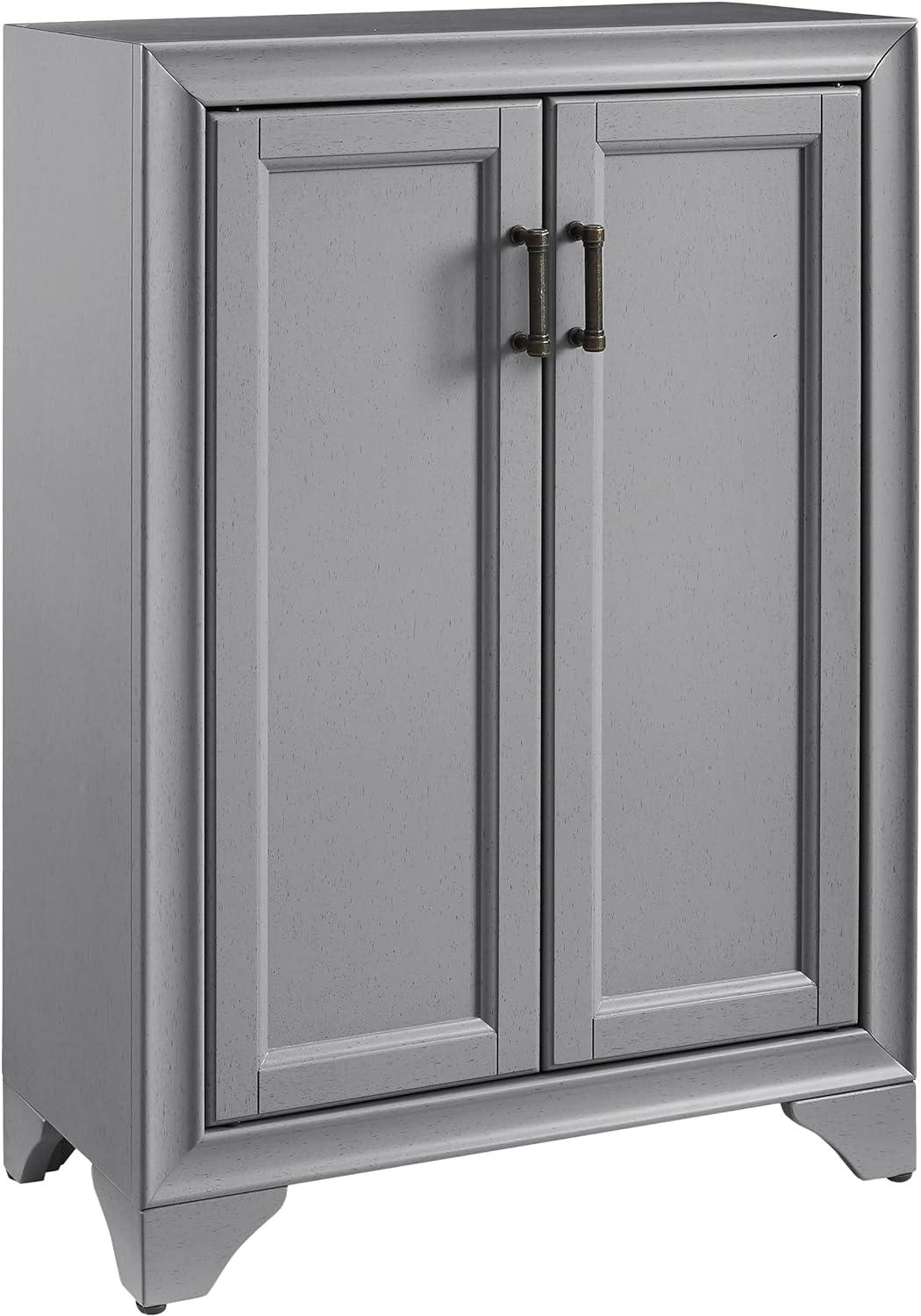 Distressed Gray Adjustable Shelf Bathroom Accent Cabinet