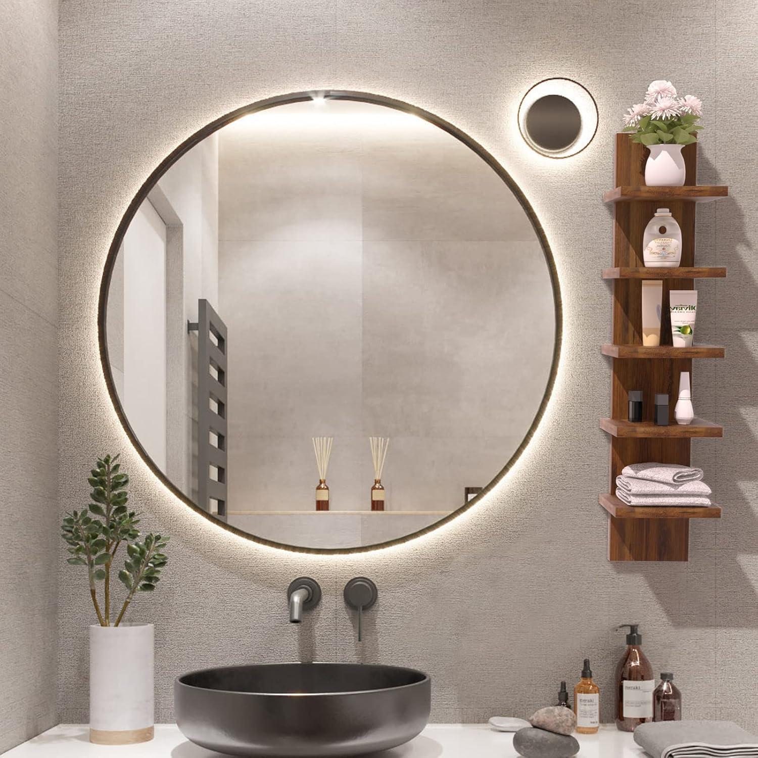 5 Tier Wall Shelf Unit, Brown Wall Shelf, Multifunctional Display Floating Shelf, Bedroom and Home Decor Organizer