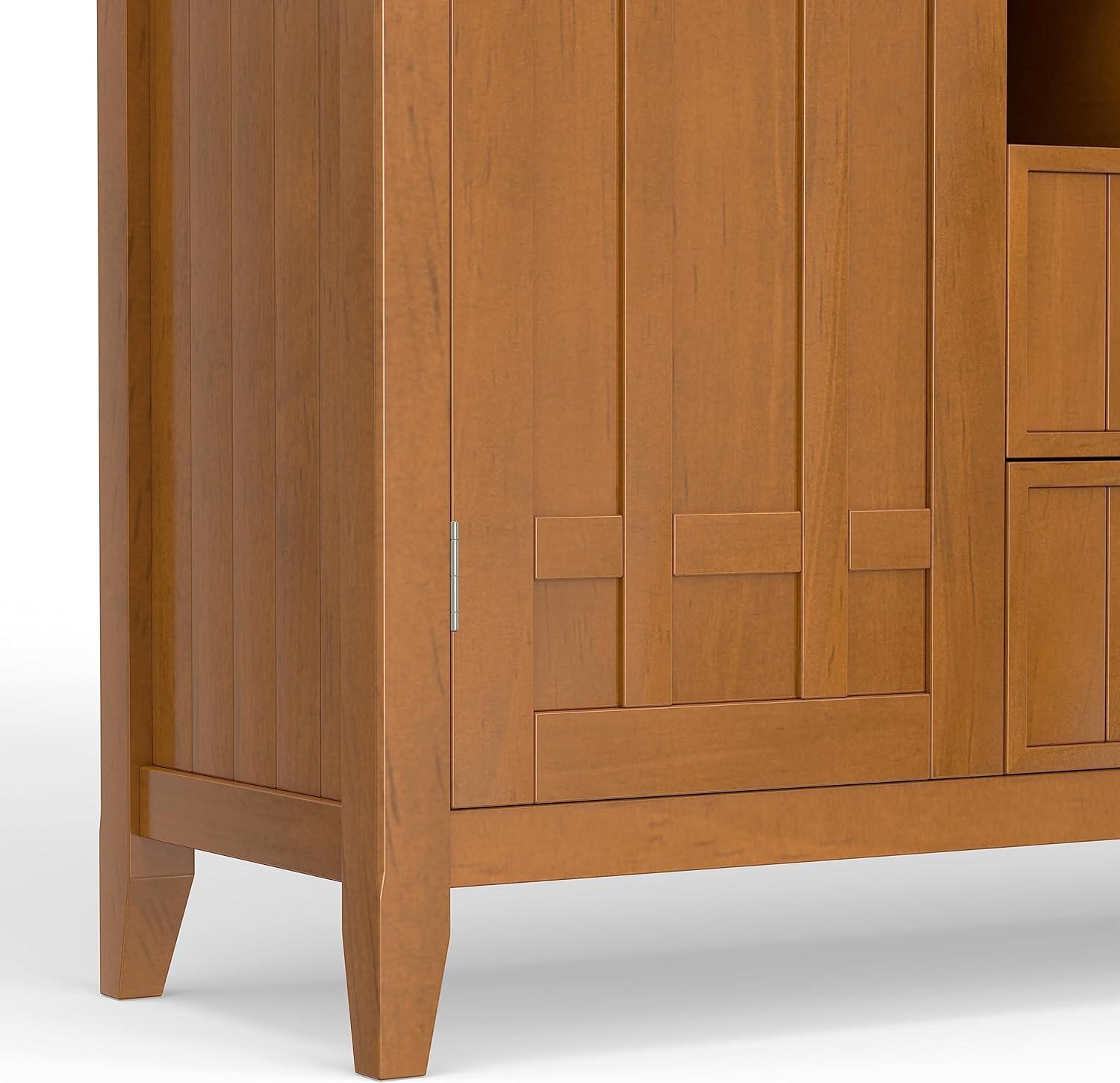 Simpli Home Bedford 54" Wide SOLID WOOD Sideboard Buffet and Wine Rack