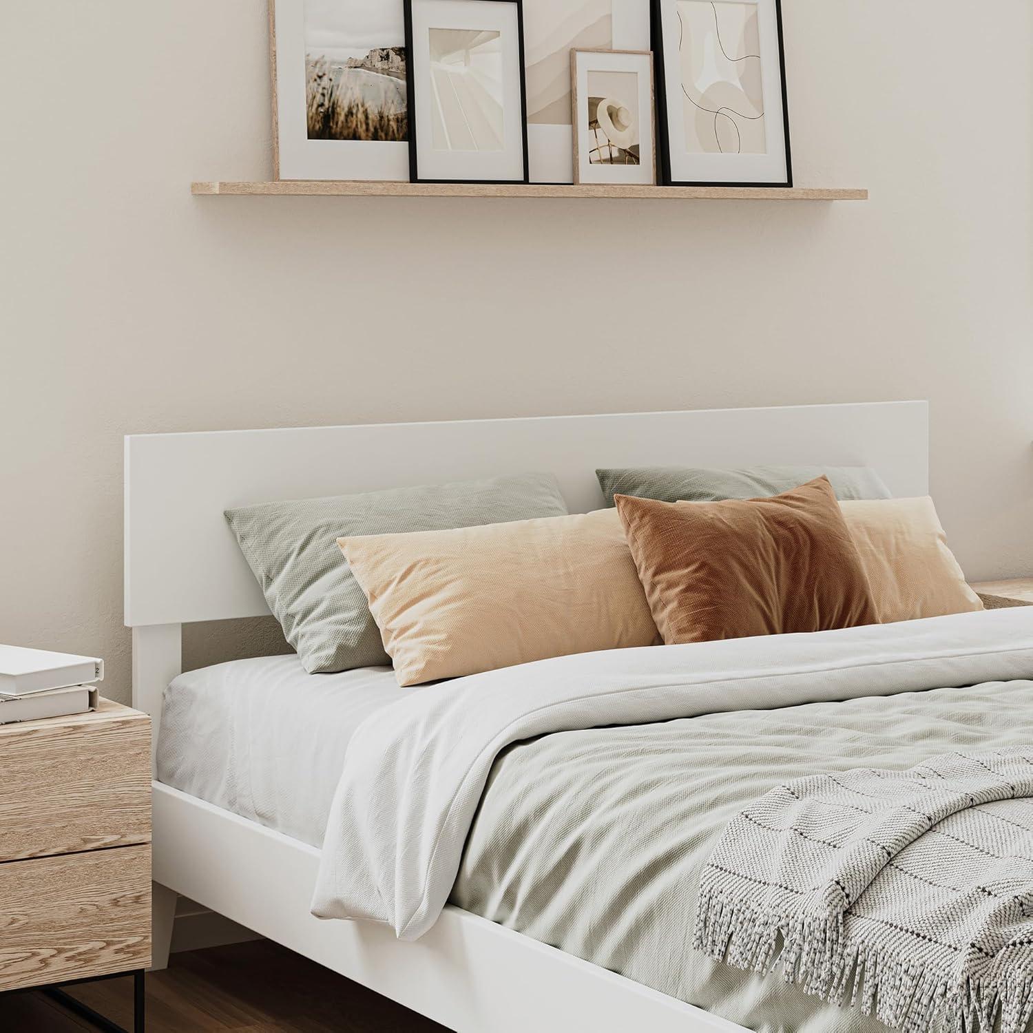 Queen Orlando Headboard White - AFI: Modern Low Panel Design, USB Charger