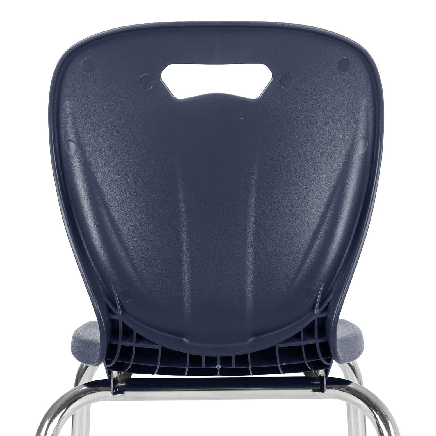 Navy Metal Stacking School Chairs with Contoured Seats, Set of 4