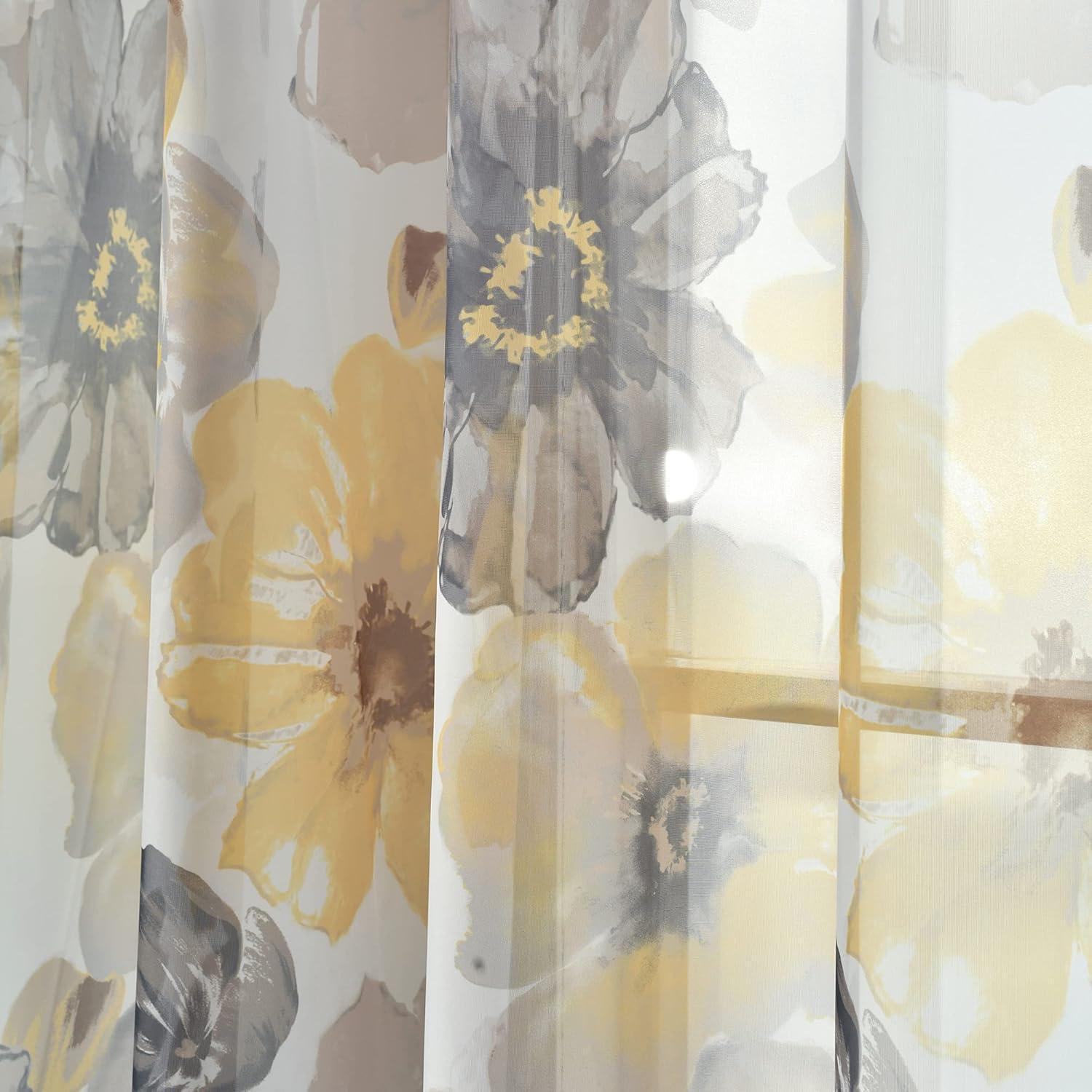 Lush Decor Leah Floral Sheer Grommets Curtain Panels (Set of 2)