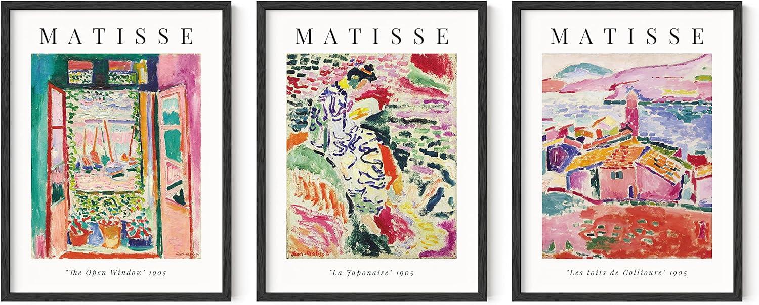 HAUS AND HUES Matisse Prints - Set of 3 Henri Matisse Wall Art, Famous Artist Paintings, Colorful Matisse Poster Set, Impressionist and Modern Art, Classic Art Poster (12x16, Unframed)