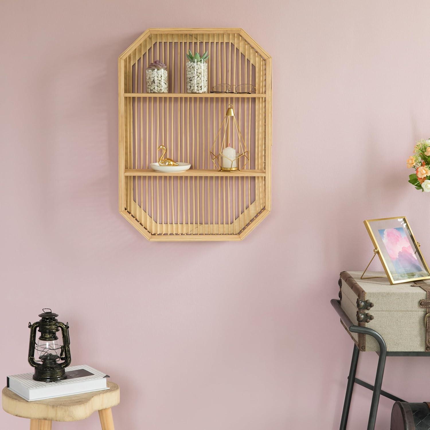Decorative Rectangle Display Shelf With 2 Shelves for The Dining Room, Living Room, or Office.