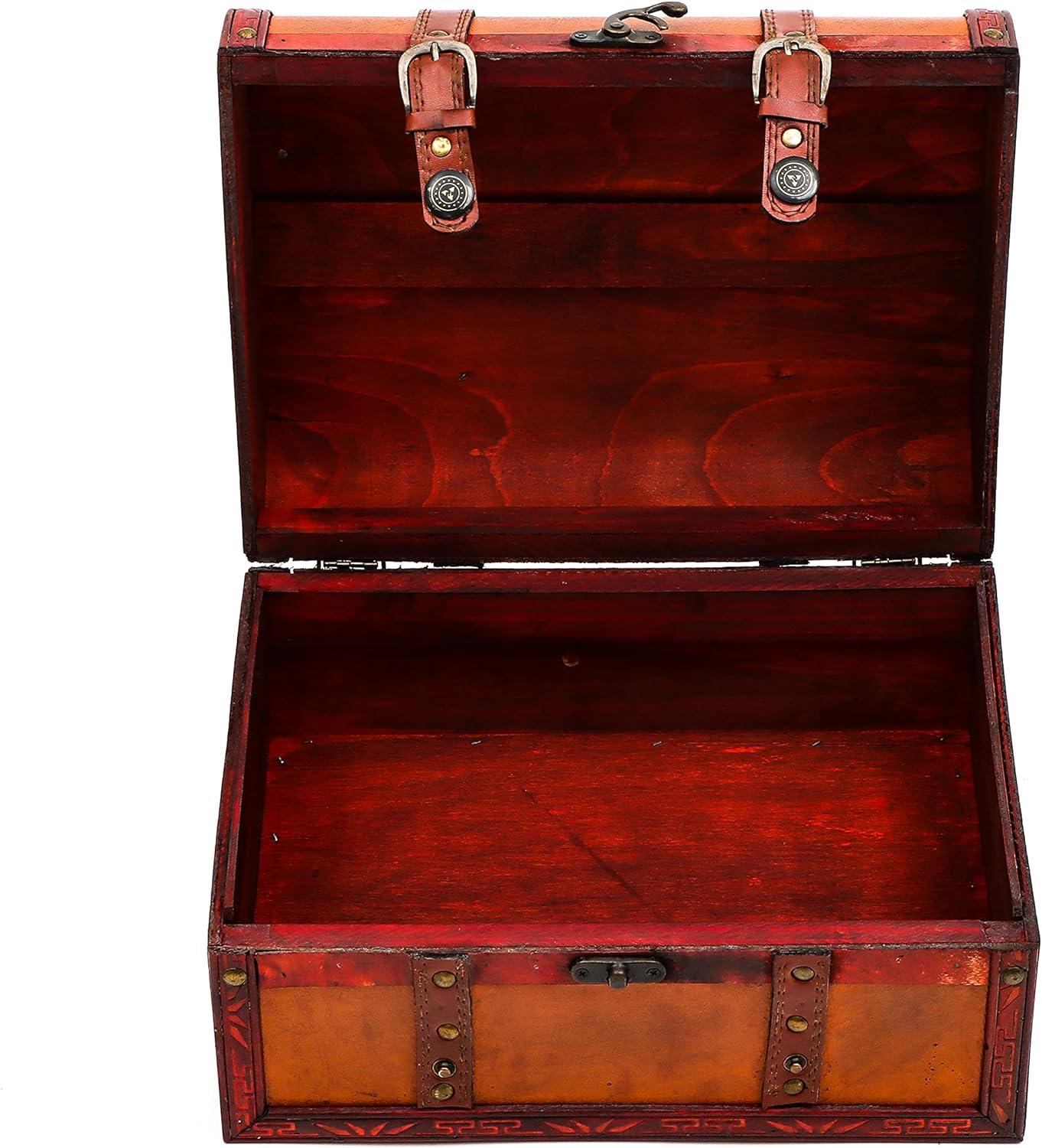 12.5" Decorative Wood Treasure Chest Box by Trademark Innovations