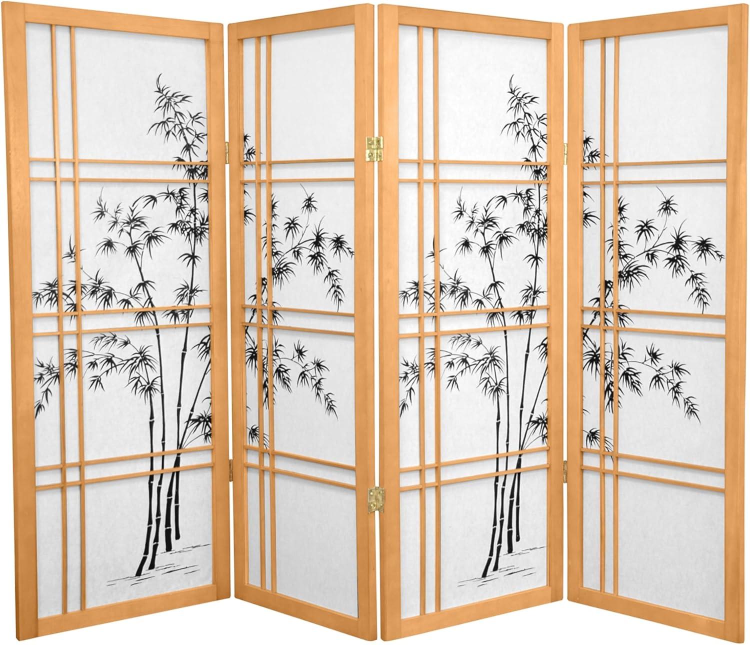 Oriental Furniture 4 ft. Tall Bamboo Tree Shoji Screen - Natural - 4 Panel