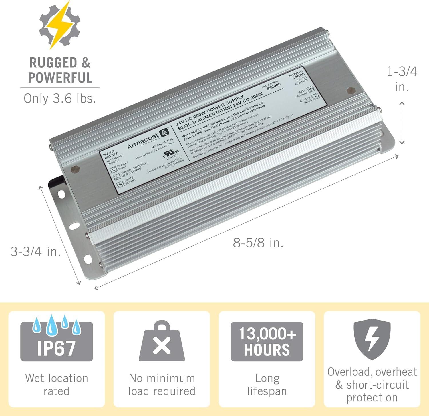 Standard Indoor/Outdoor LED Driver 24V DC, 200W Electronic Transformer